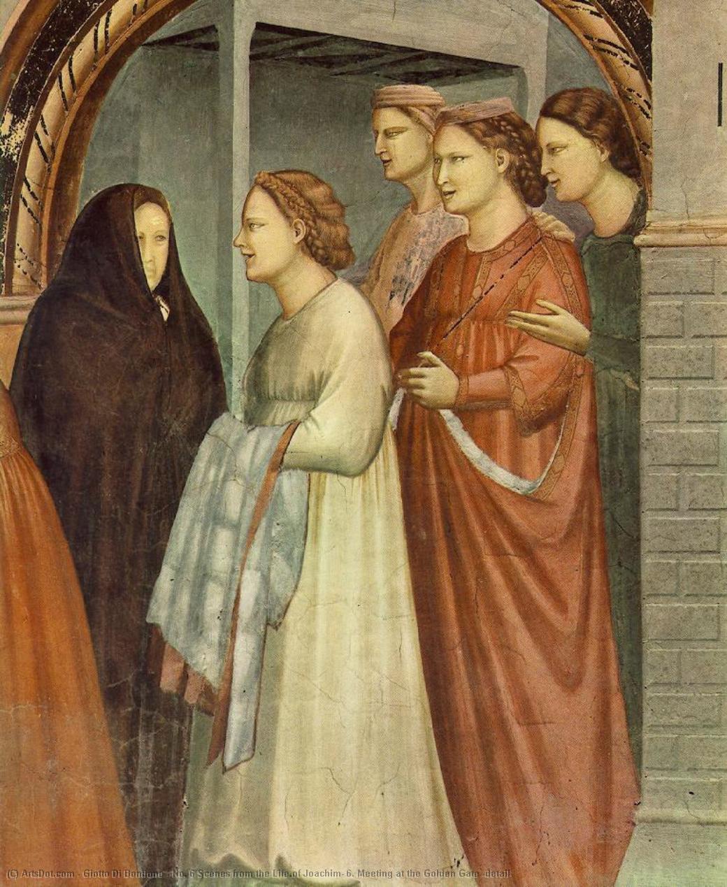 Wikioo.org – L'Enciclopedia delle Belle Arti - Pittura, Opere di Giotto Di Bondone - No . 6 Scene da Vita di Joachim : 6 . incontro alla porta aurea ( particolare )