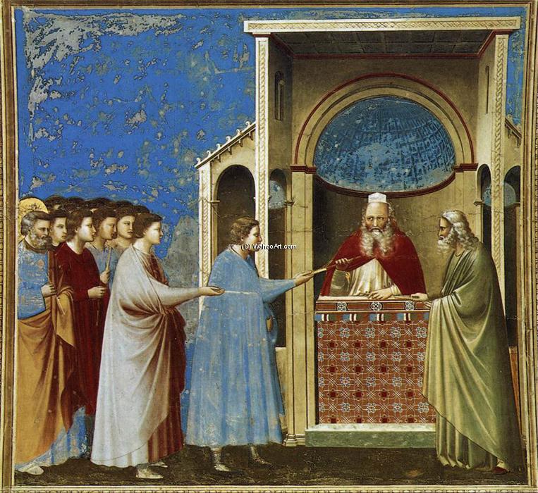 Wikioo.org - Bách khoa toàn thư về mỹ thuật - Vẽ tranh, Tác phẩm nghệ thuật Giotto Di Bondone - No. 9 Scenes from the Life of the Virgin: 3. The Bringing of the Rods to the Temple