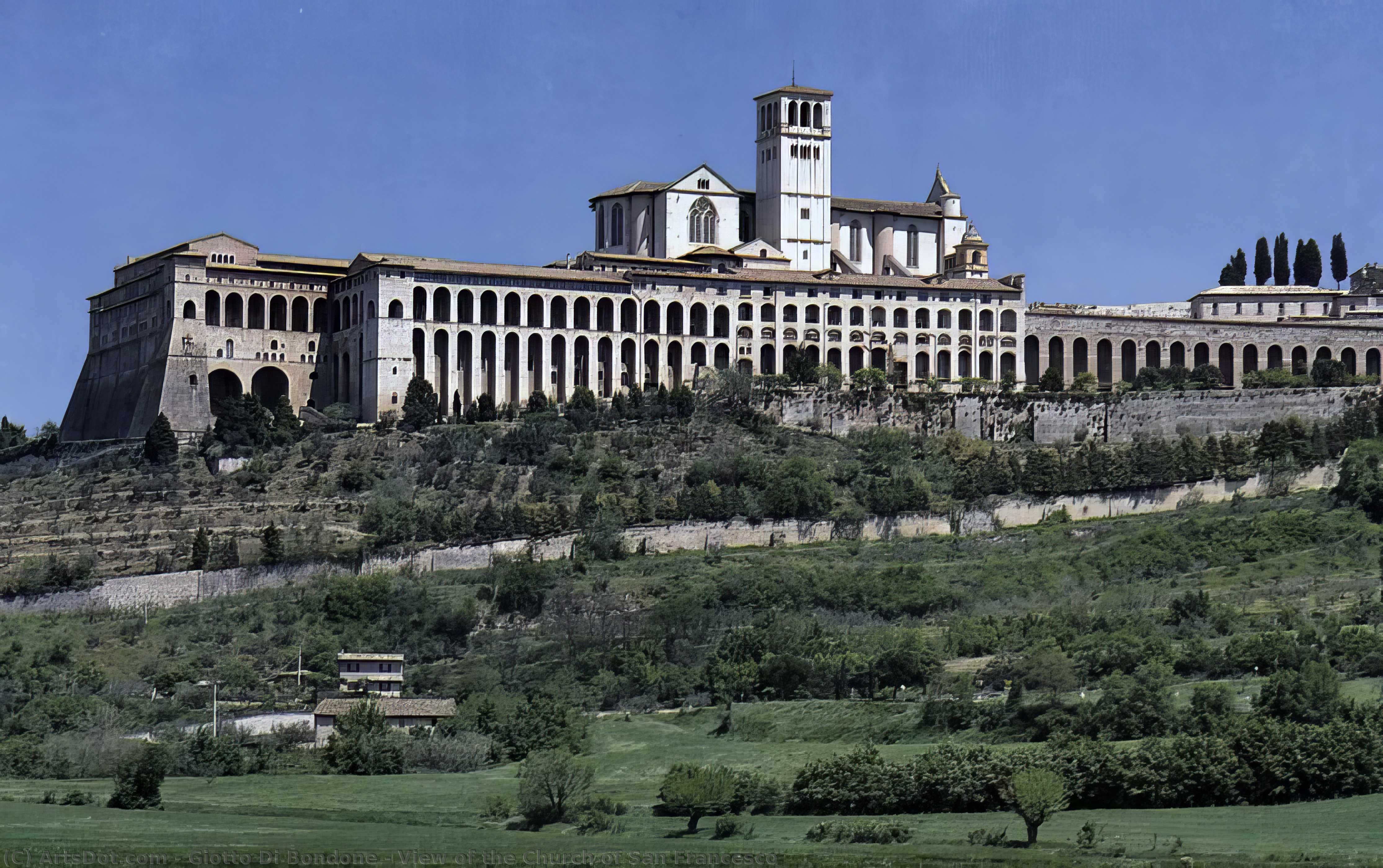 Wikioo.org – L'Enciclopedia delle Belle Arti - Pittura, Opere di Giotto Di Bondone - vista della chiesa di san francesco