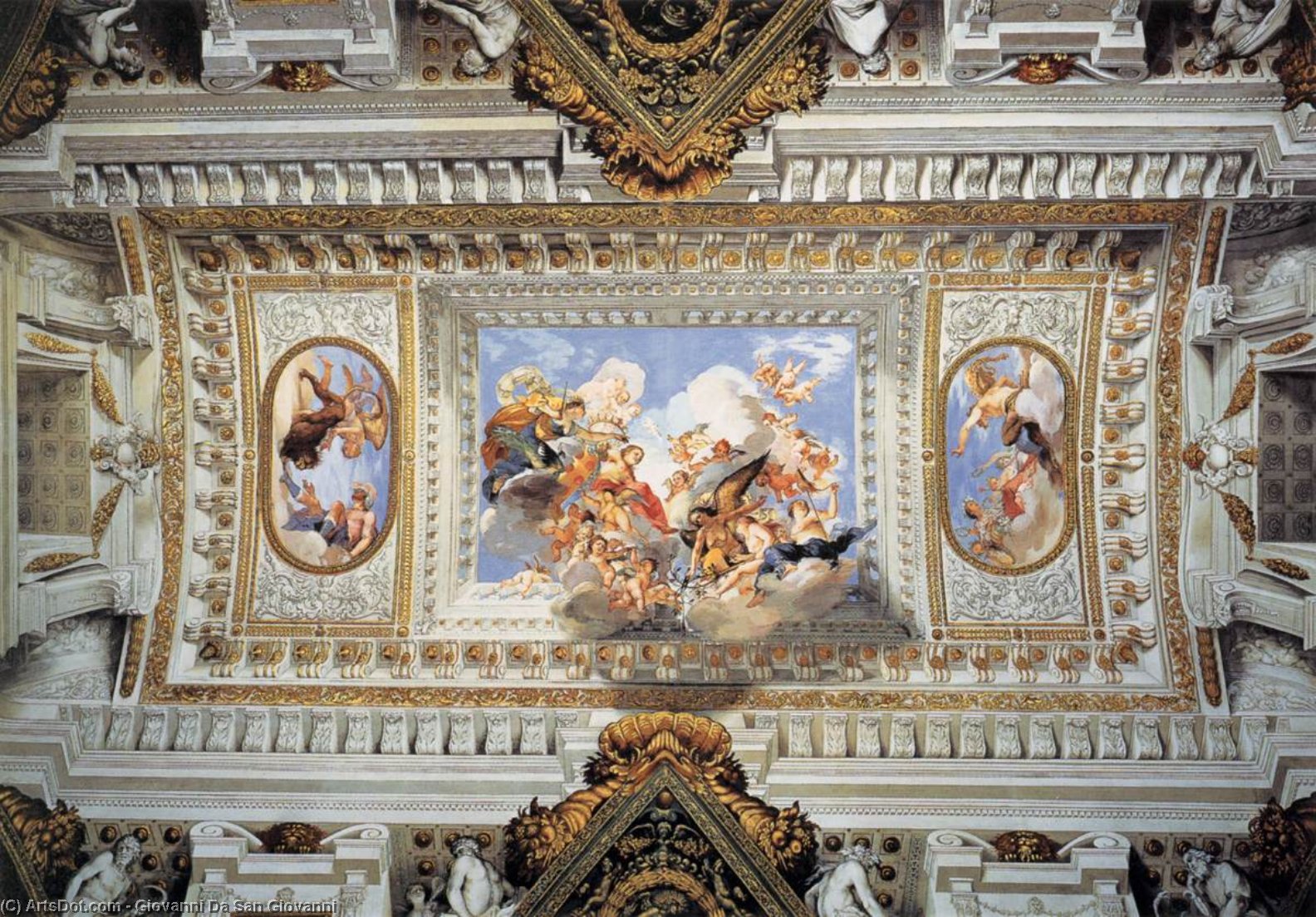 Wikioo.org - The Encyclopedia of Fine Arts - Painting, Artwork by Giovanni Da San Giovanni - Allegory of the Marriage of Vittoria della Rovere with Ferdinando II de' Medici