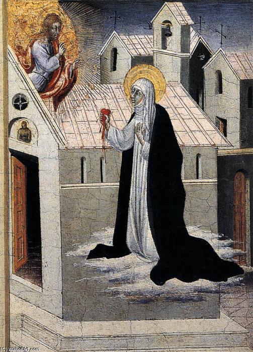 Wikioo.org - The Encyclopedia of Fine Arts - Painting, Artwork by Giovanni Di Paolo - St Catherine Exchanging her Heart with Christ