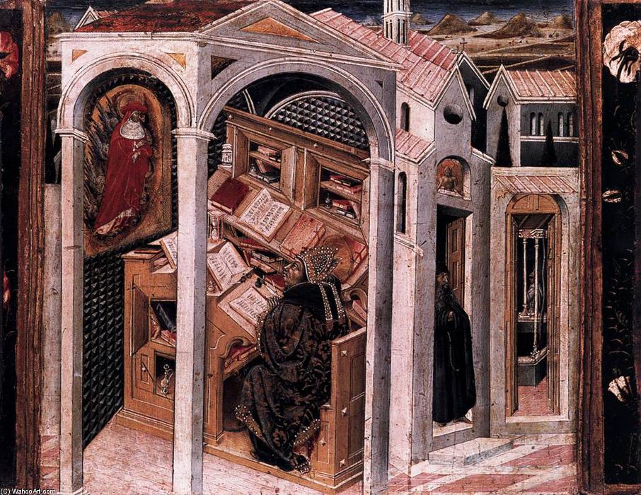 Wikioo.org – L'Enciclopedia delle Belle Arti - Pittura, Opere di Giovanni Di Paolo - San Girolamo Apparendo a S. Agostino