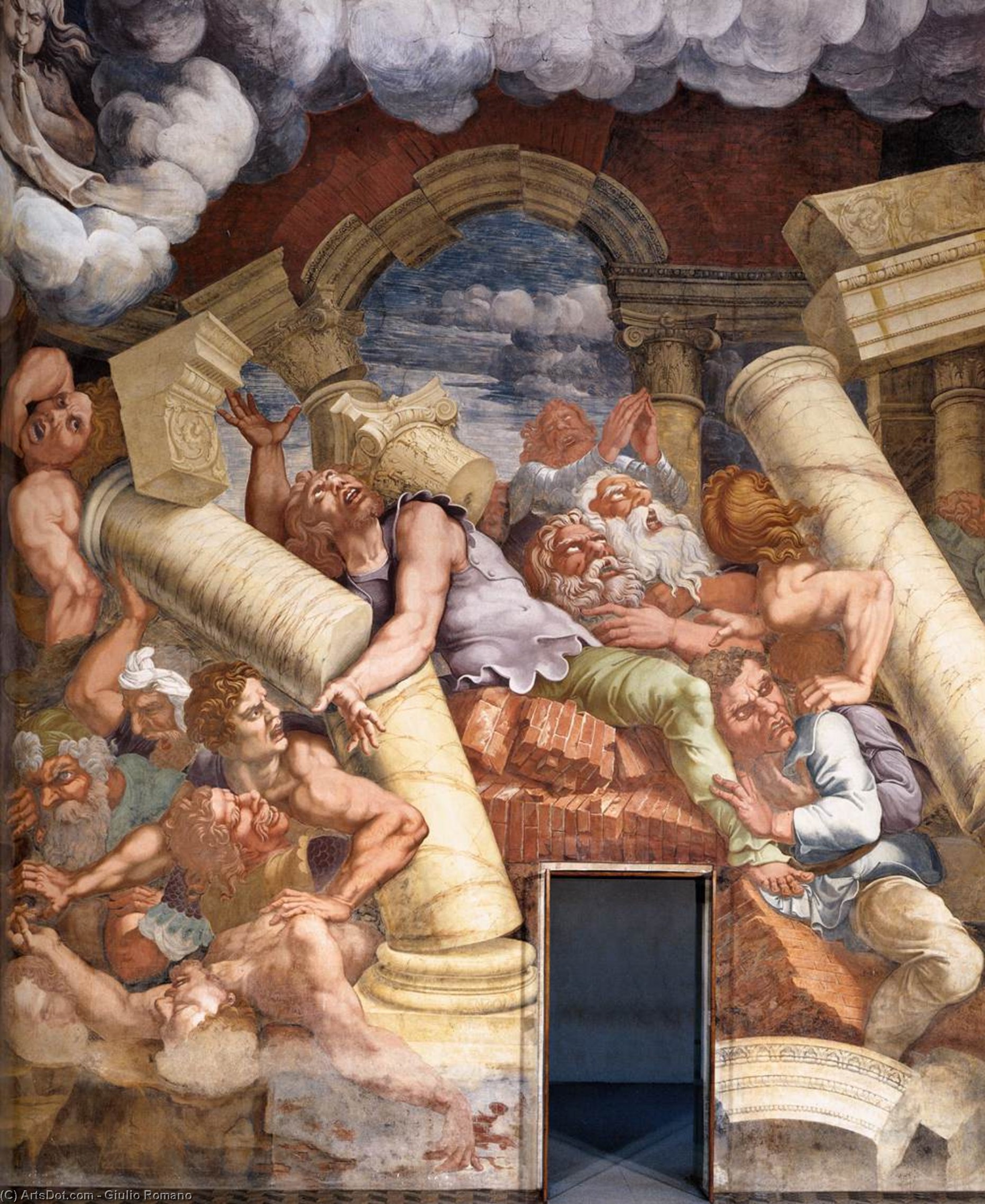 Wikioo.org - สารานุกรมวิจิตรศิลป์ - จิตรกรรม Giulio Romano - Fresco on the north wall (detail)
