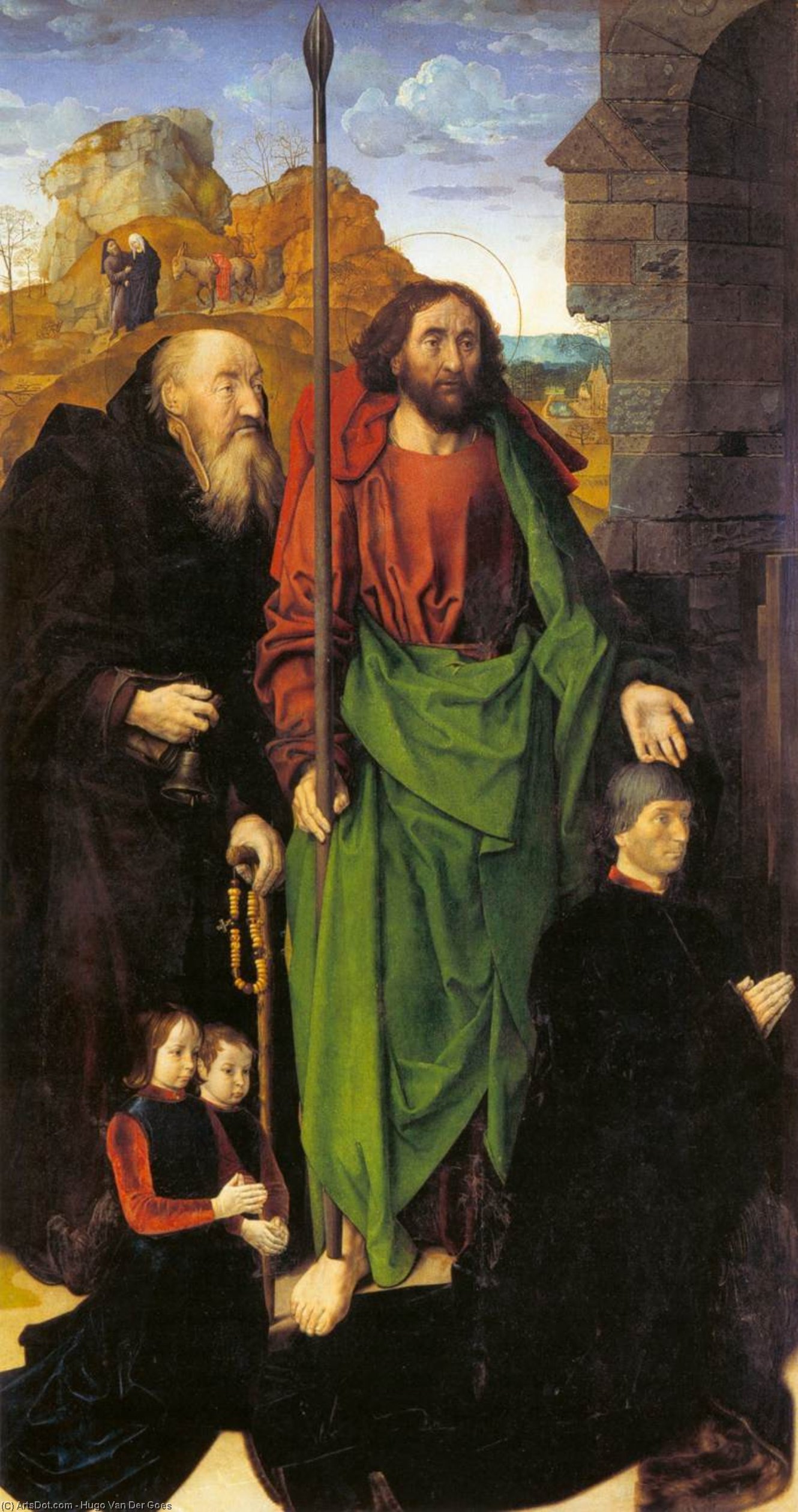 Wikioo.org - The Encyclopedia of Fine Arts - Painting, Artwork by Hugo Van Der Goes - Sts Anthony and Thomas with Tommaso Portinari