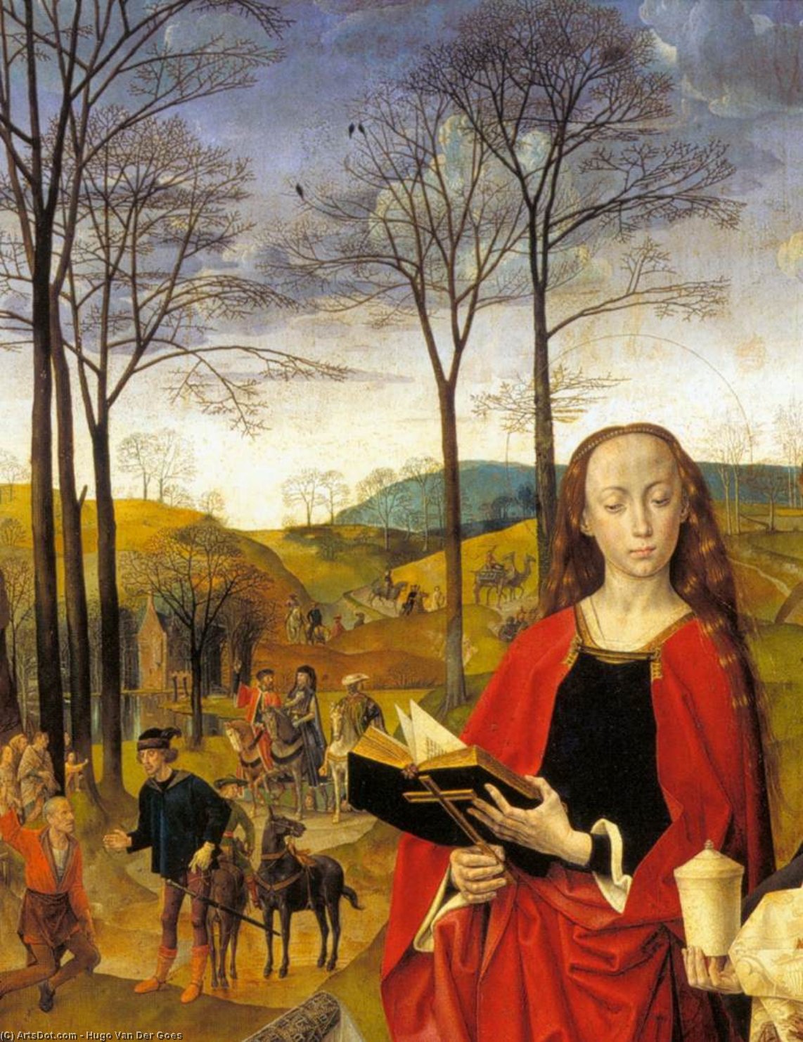 Wikioo.org - The Encyclopedia of Fine Arts - Painting, Artwork by Hugo Van Der Goes - Sts Margaret and Mary Magdalene with Maria Portinari (detail) (10)
