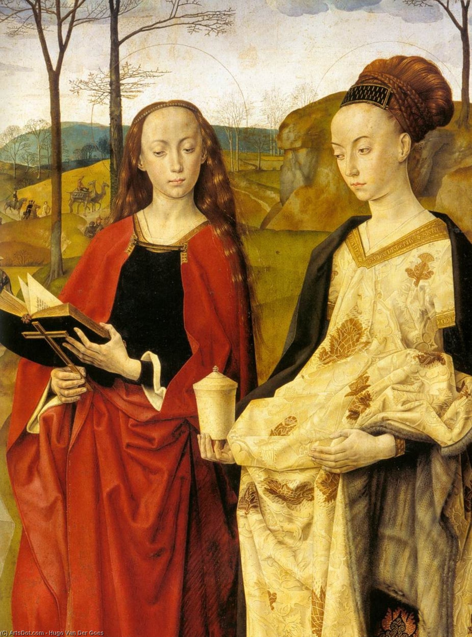 Wikioo.org - The Encyclopedia of Fine Arts - Painting, Artwork by Hugo Van Der Goes - Sts Margaret and Mary Magdalene with Maria Portinari (detail) (11)
