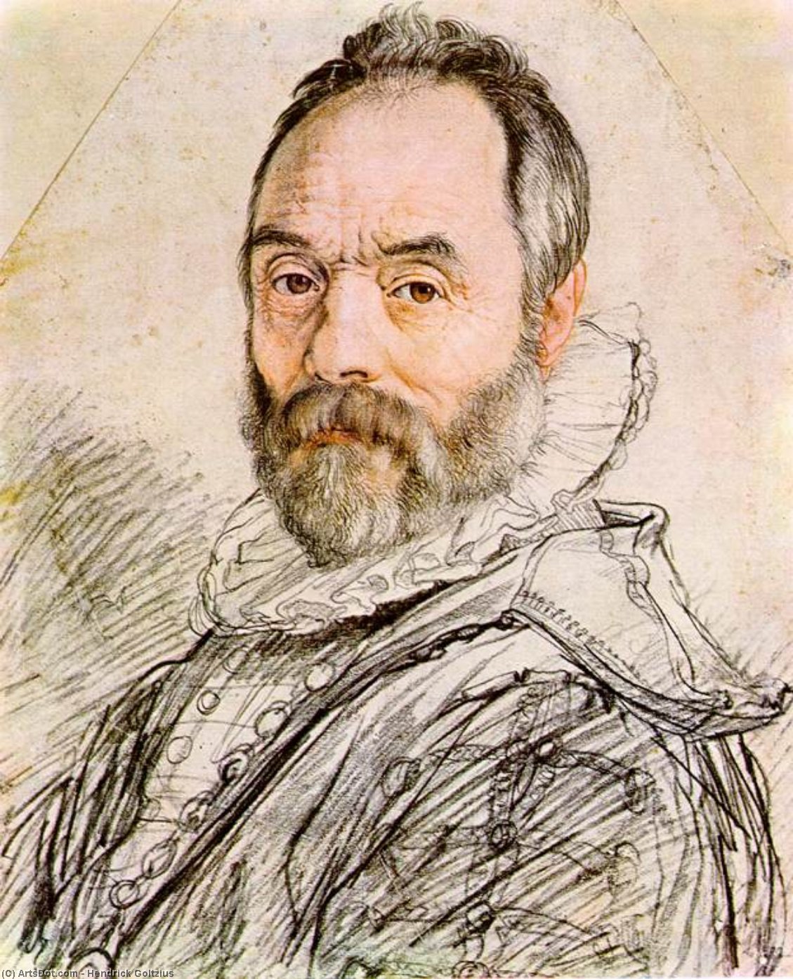 WikiOO.org - Encyclopedia of Fine Arts - Malba, Artwork Hendrick Goltzius - Portrait of Sculptor Giambologna