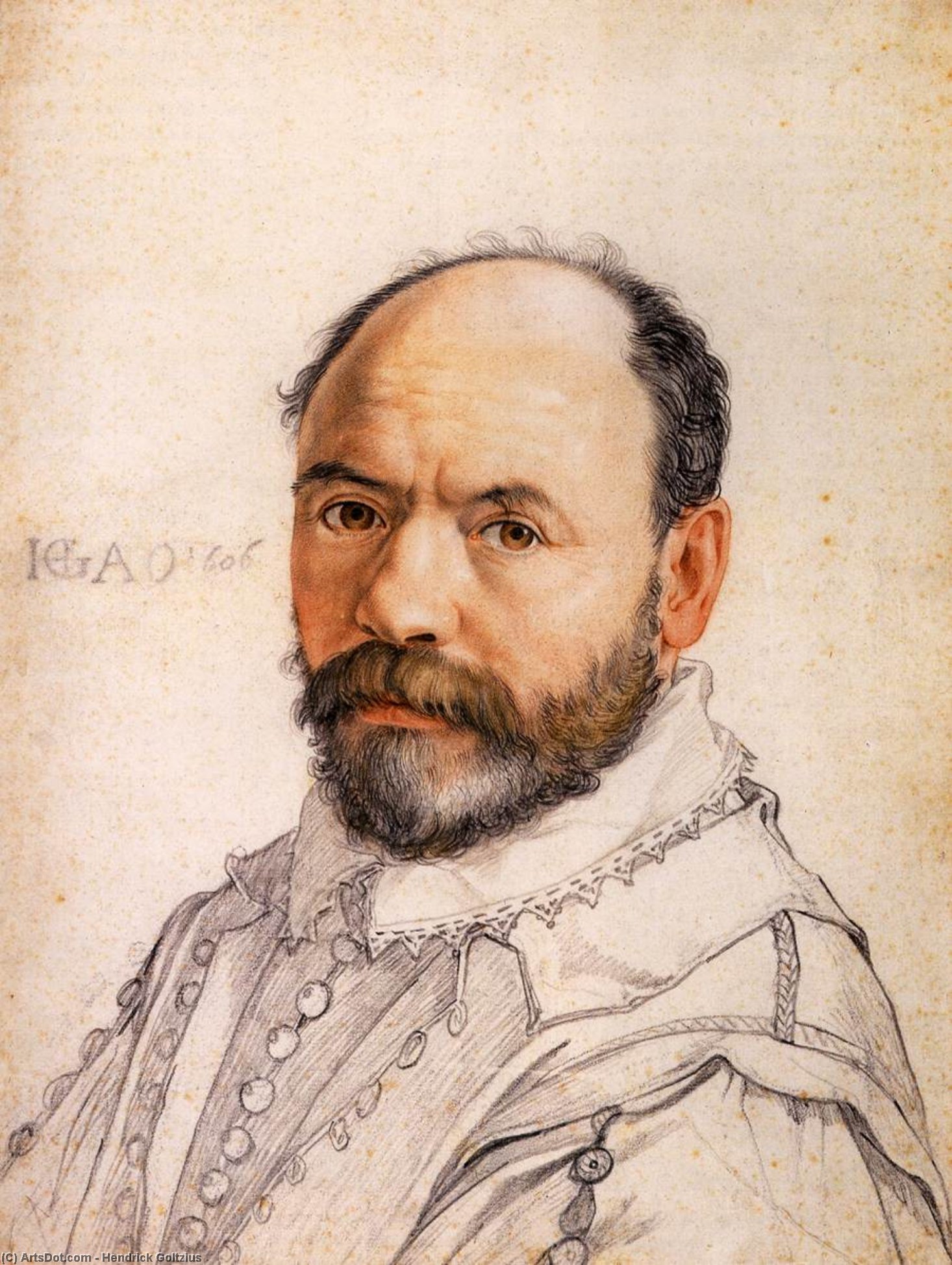 Wikioo.org - The Encyclopedia of Fine Arts - Painting, Artwork by Hendrick Goltzius - Portrait of the Sculptor Pierre Francheville