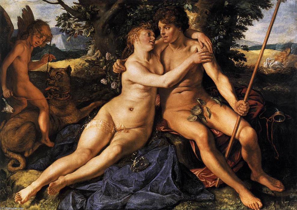 Wikioo.org - Die Enzyklopädie bildender Kunst - Malerei, Kunstwerk von Hendrick Goltzius - Venus und Adonis