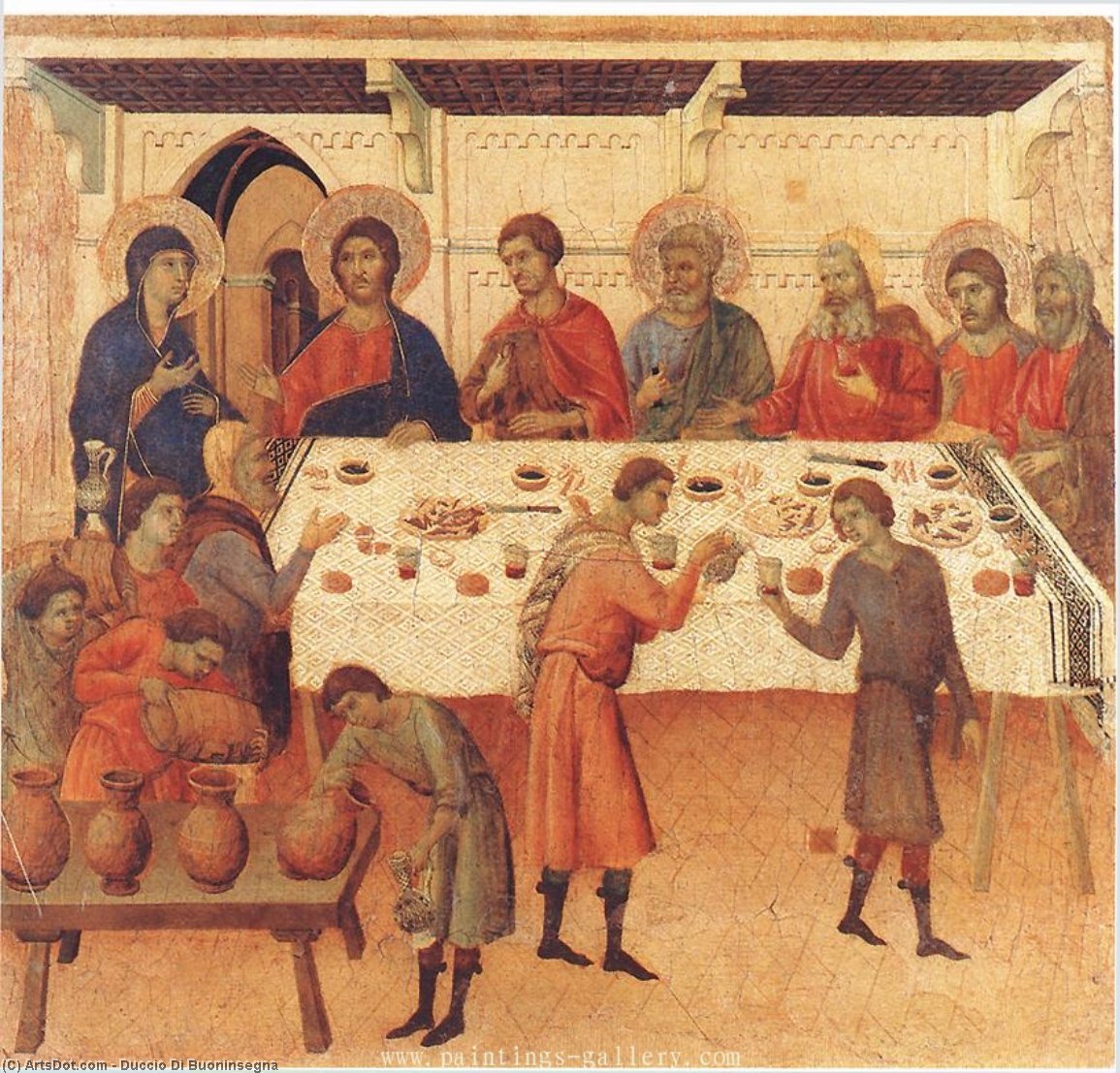 Wikioo.org - The Encyclopedia of Fine Arts - Painting, Artwork by Duccio Di Buoninsegna - Wedding at Cana