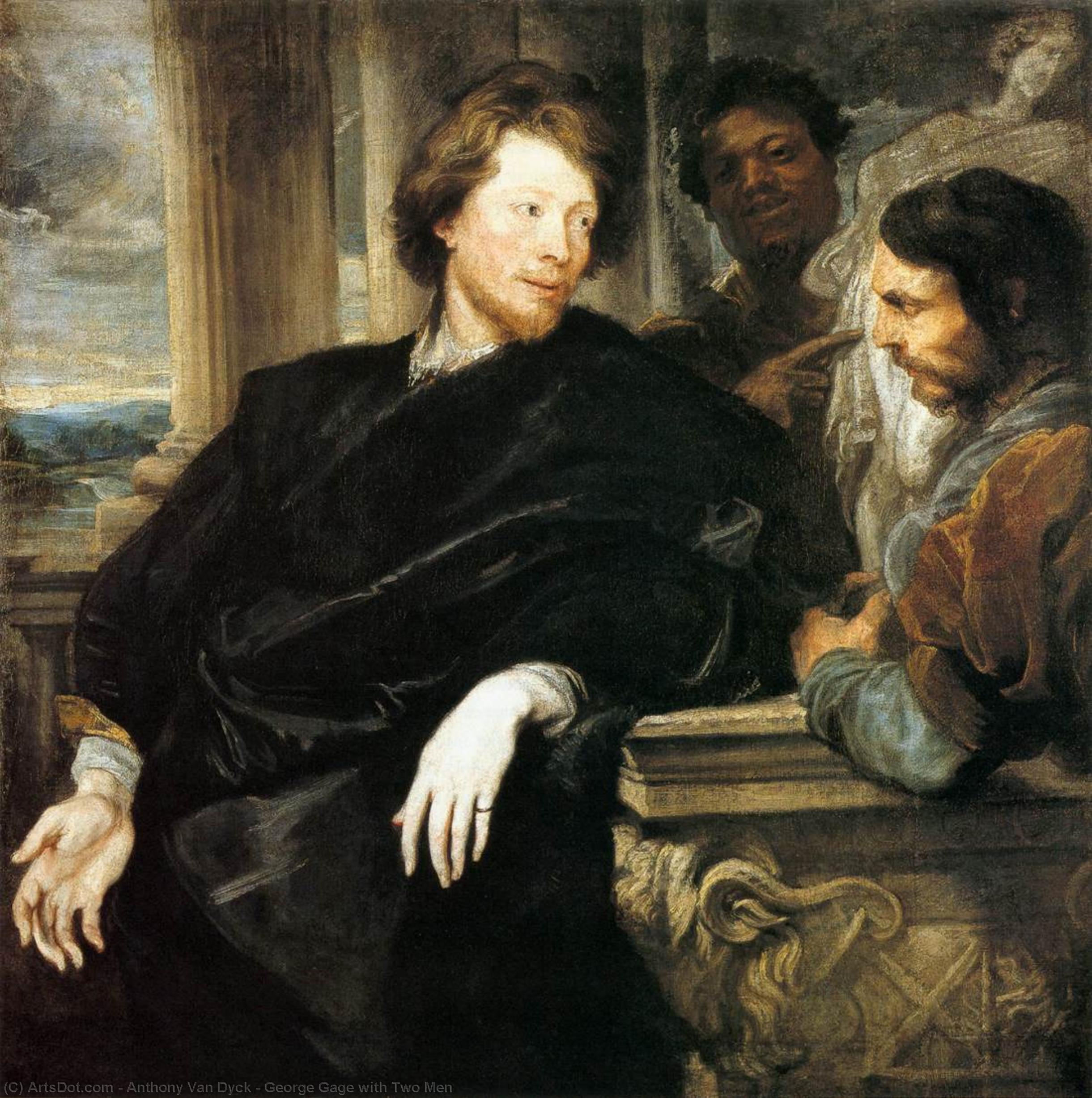 Wikioo.org - The Encyclopedia of Fine Arts - Painting, Artwork by Anthony Van Dyck - George Gage with Two Men