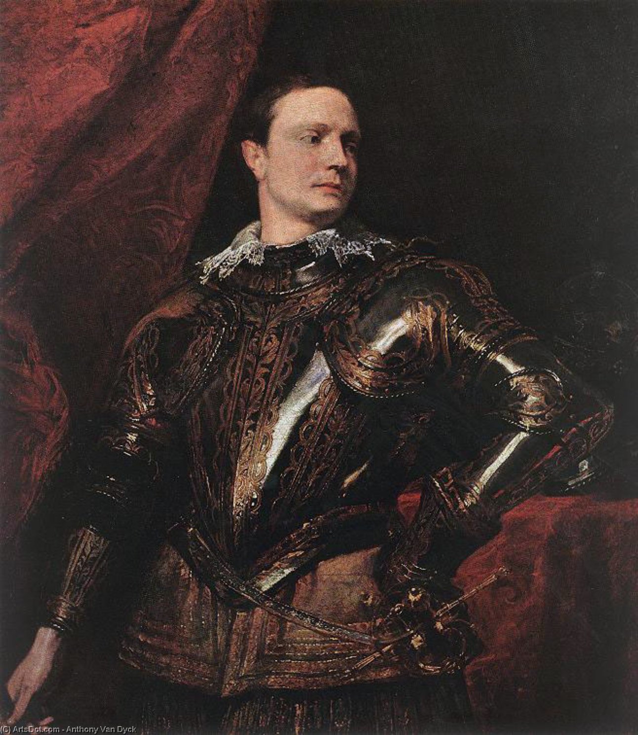 Wikioo.org - The Encyclopedia of Fine Arts - Painting, Artwork by Anthony Van Dyck - Portrait of a Young General