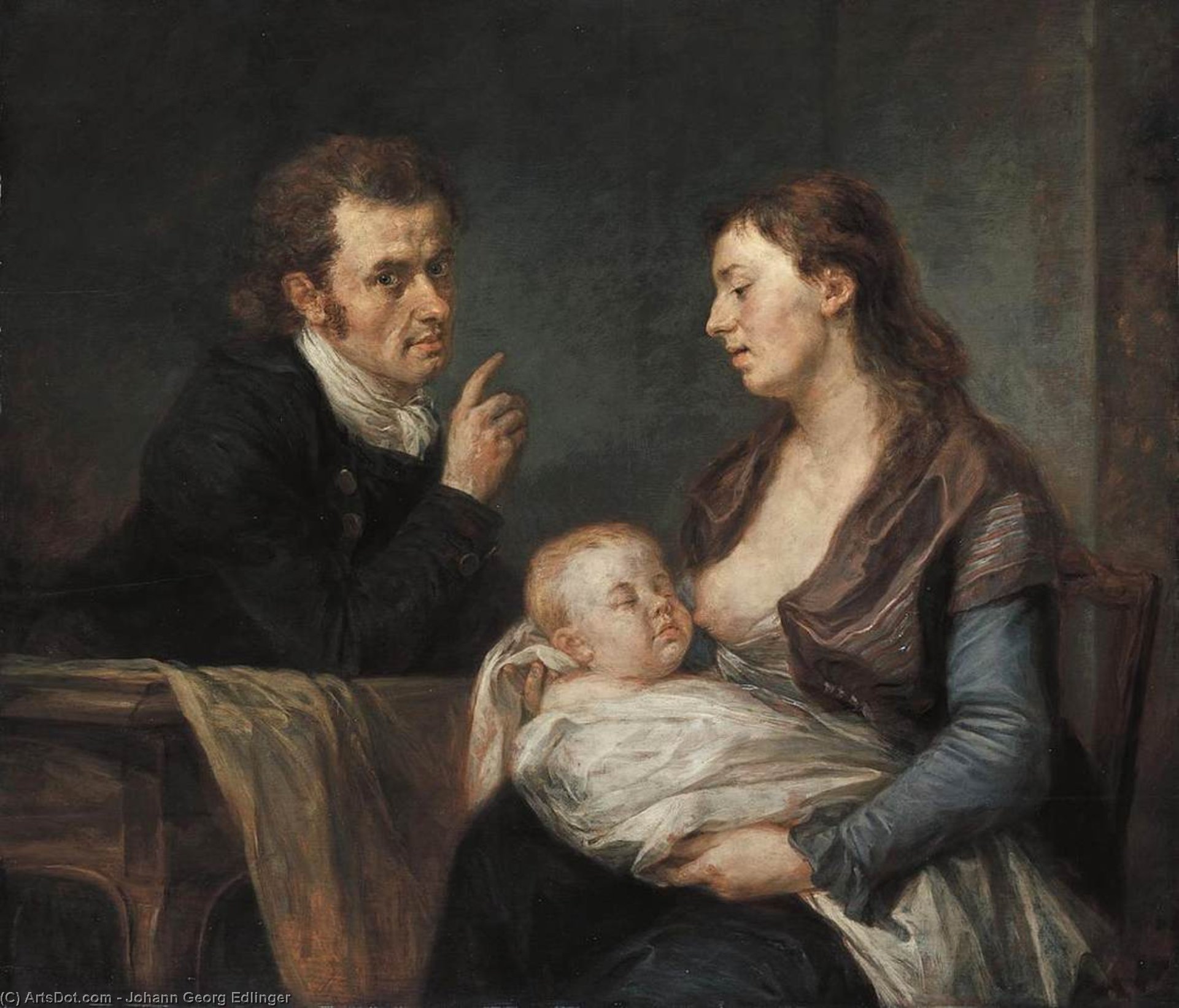 Wikioo.org – L'Enciclopedia delle Belle Arti - Pittura, Opere di Johann Georg Edlinger - famiglia ritratto