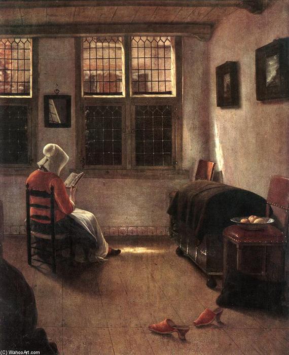 Wikioo.org - The Encyclopedia of Fine Arts - Painting, Artwork by Pieter Janssens Elinga - Reading Woman