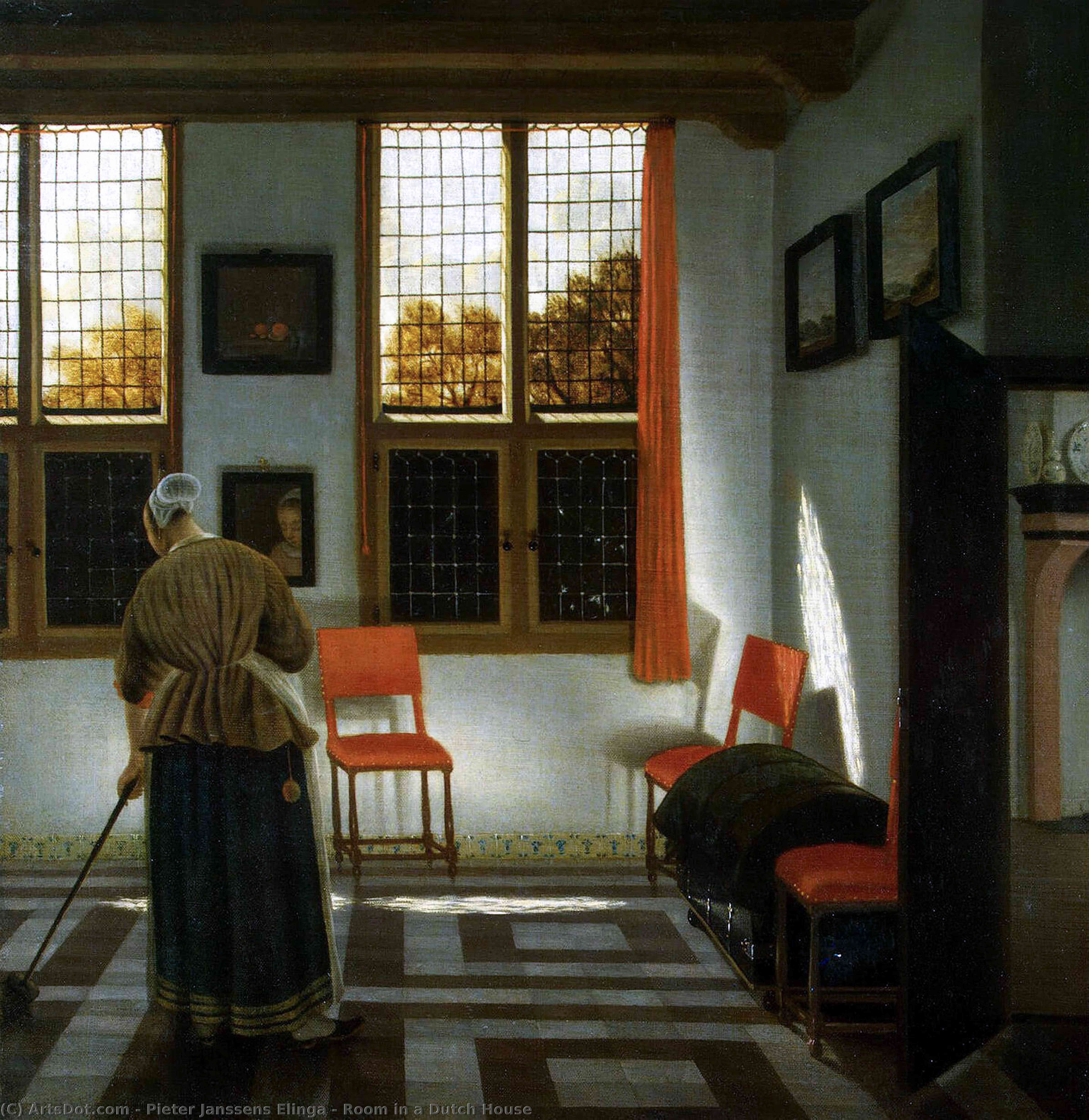 Wikioo.org - The Encyclopedia of Fine Arts - Painting, Artwork by Pieter Janssens Elinga - Room in a Dutch House