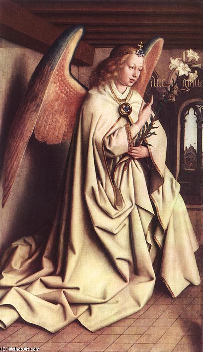 Wikioo.org - The Encyclopedia of Fine Arts - Painting, Artwork by Jan Van Eyck - The Ghent Altarpiece: Angel of the Annunciation