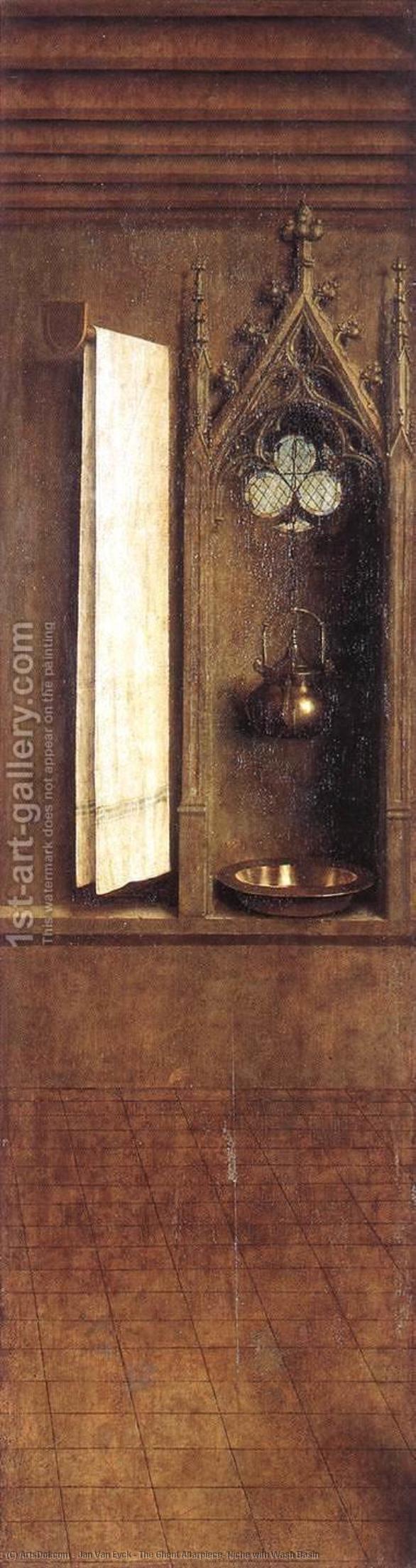 Wikioo.org – L'Enciclopedia delle Belle Arti - Pittura, Opere di Jan Van Eyck - Il Polittico di Gand nicchia  con  lavaggio  bacino
