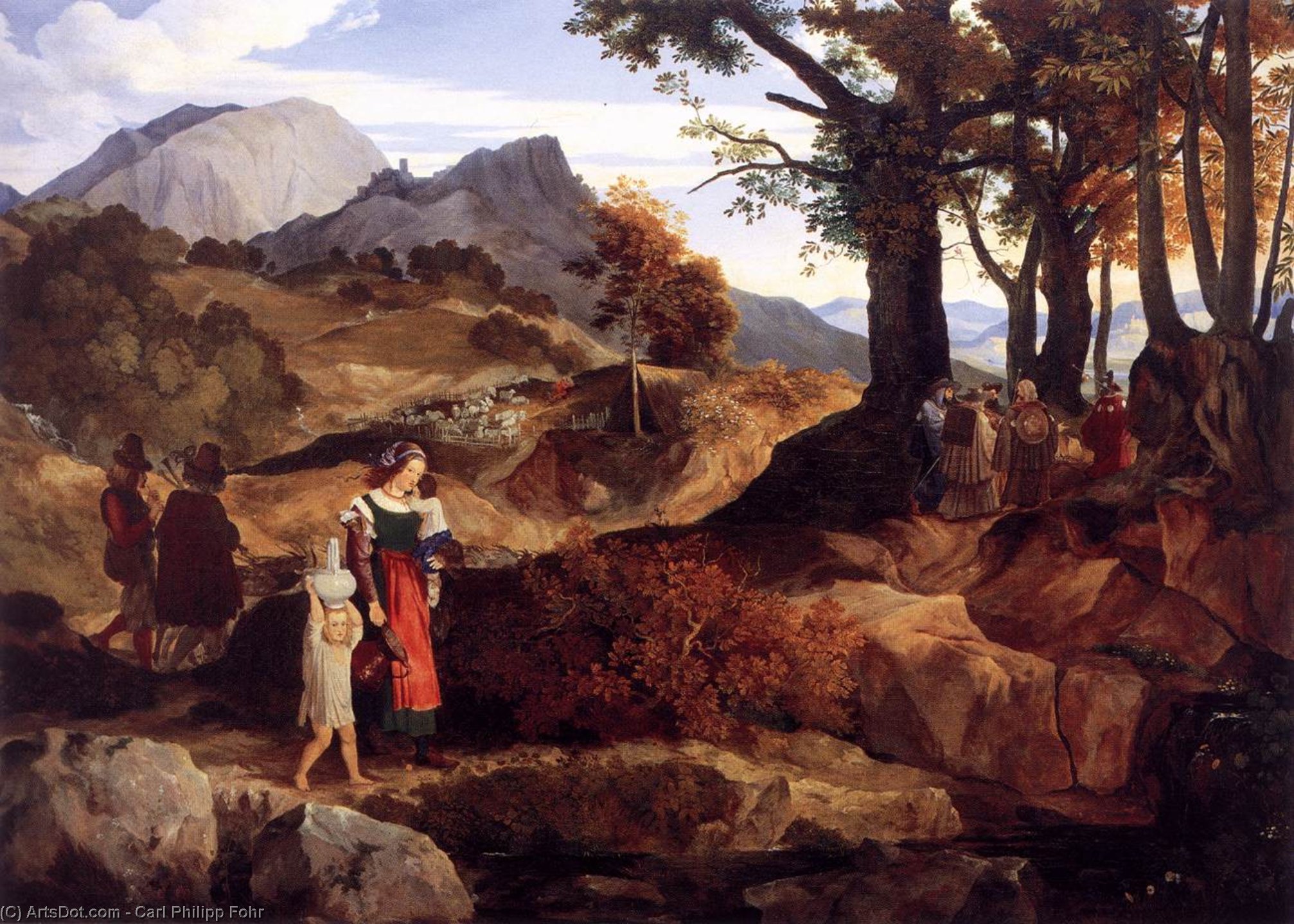 Wikioo.org - Bách khoa toàn thư về mỹ thuật - Vẽ tranh, Tác phẩm nghệ thuật Carl Philipp Fohr - Ideal Landscape near Rocca Canterana