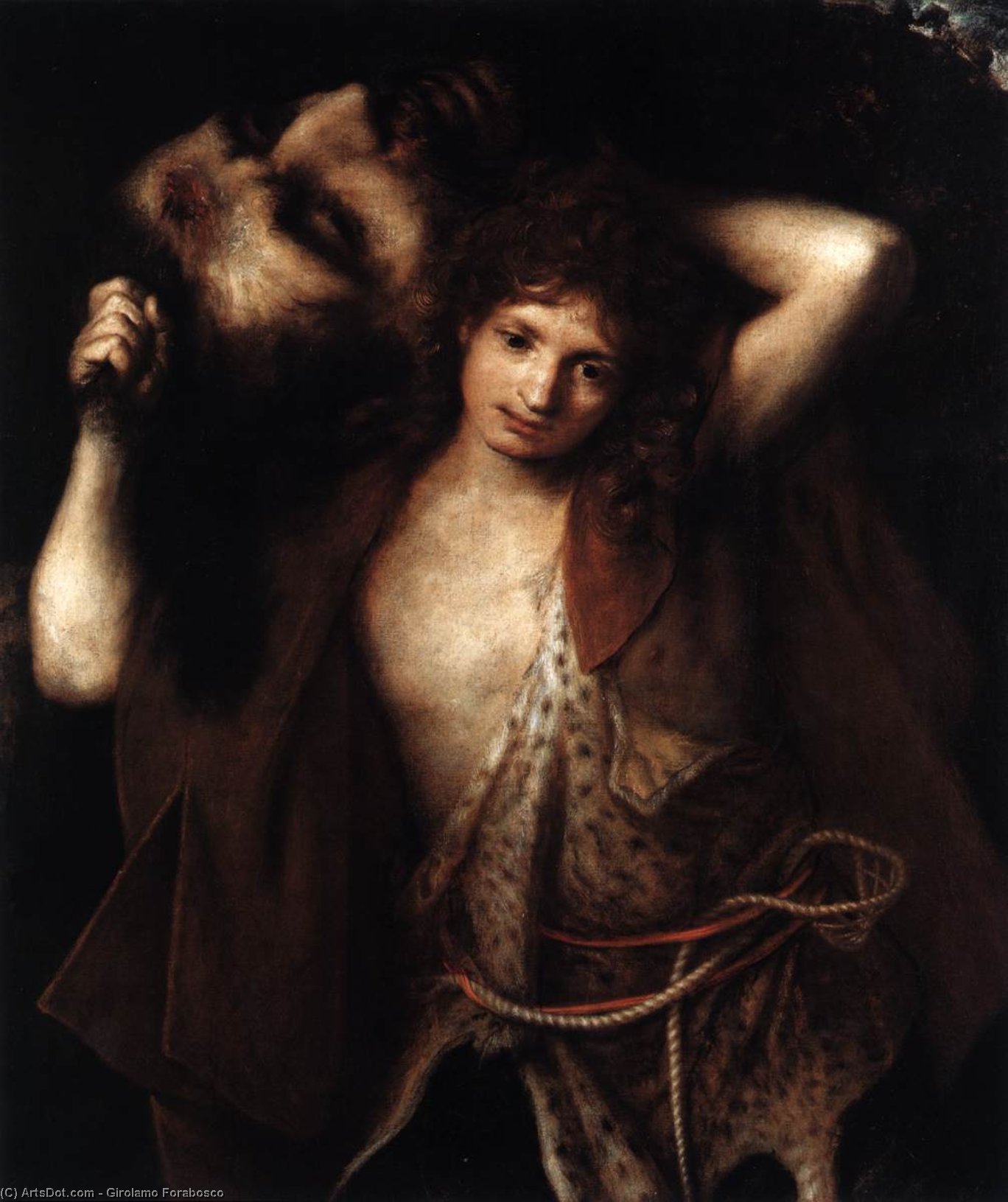 Wikioo.org – L'Enciclopedia delle Belle Arti - Pittura, Opere di Girolamo Forabosco - Davide con la testa di Golia