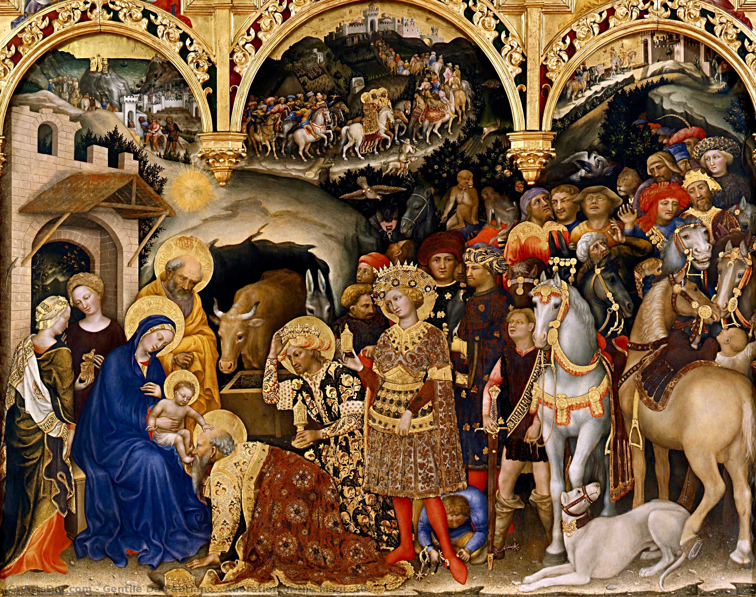 WikiOO.org - Enciclopédia das Belas Artes - Pintura, Arte por Gentile Da Fabriano - Adoration of the Magi (10)