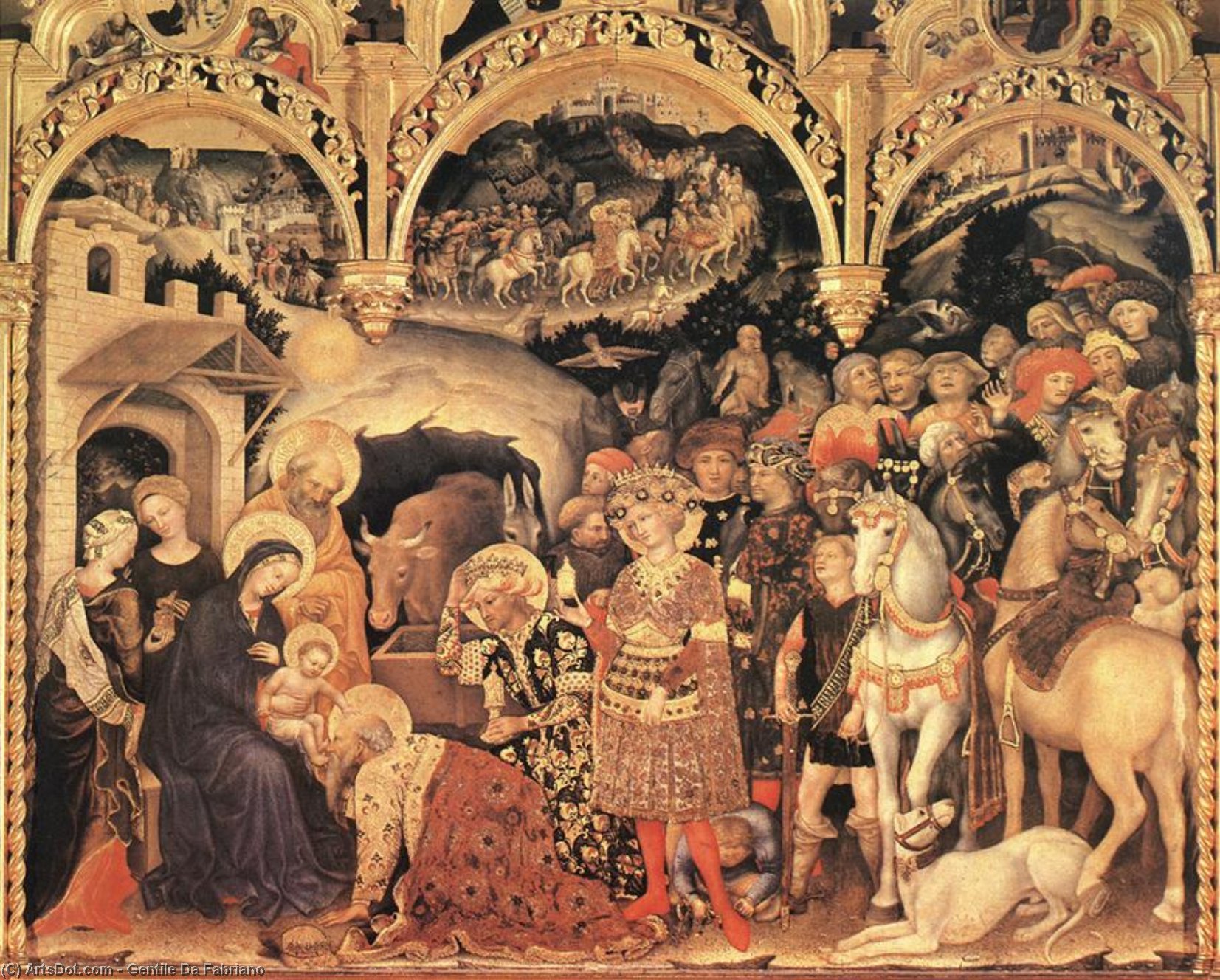 WikiOO.org - Enciclopédia das Belas Artes - Pintura, Arte por Gentile Da Fabriano - Adoration of the Magi (12)