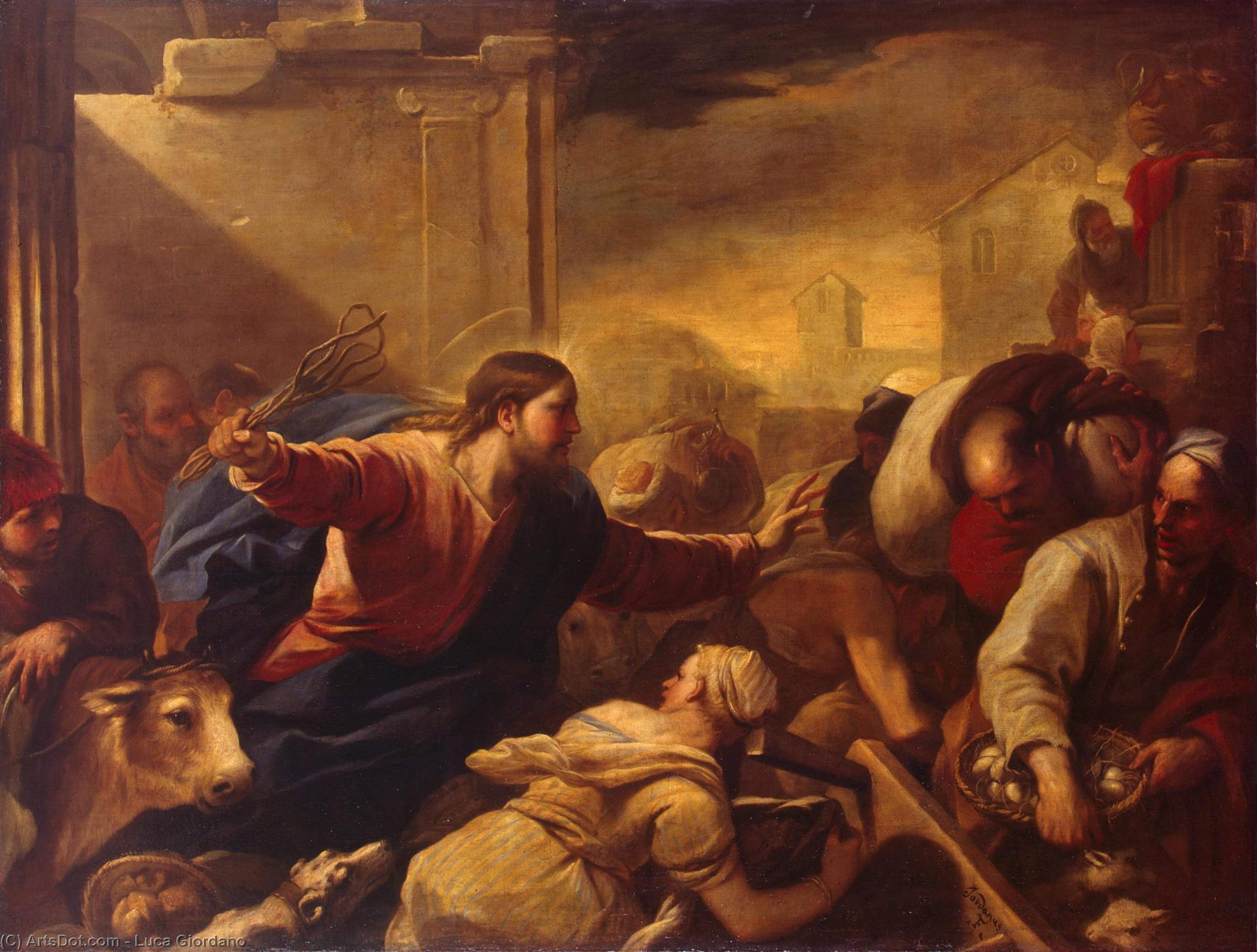 WikiOO.org - Enciklopedija dailės - Tapyba, meno kuriniai Luca Giordano - Expulsion of the Moneychangers from the Temple