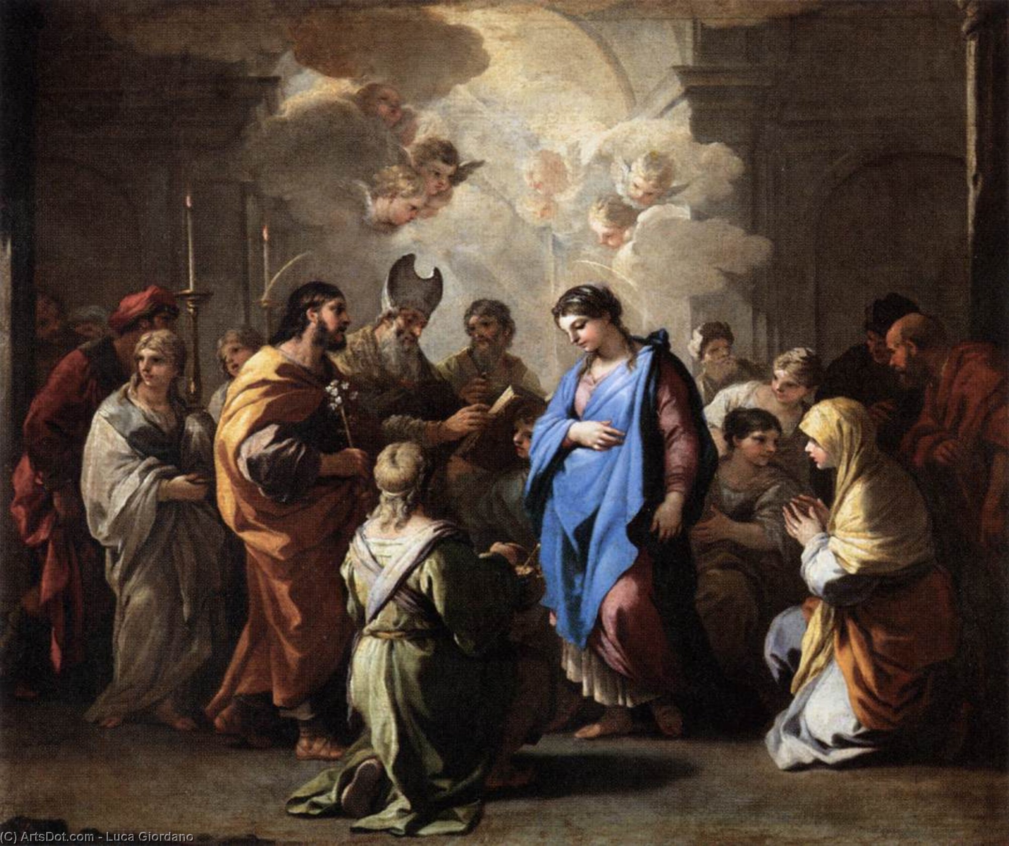 Wikioo.org - The Encyclopedia of Fine Arts - Painting, Artwork by Luca Giordano - Marriage of the Virgin