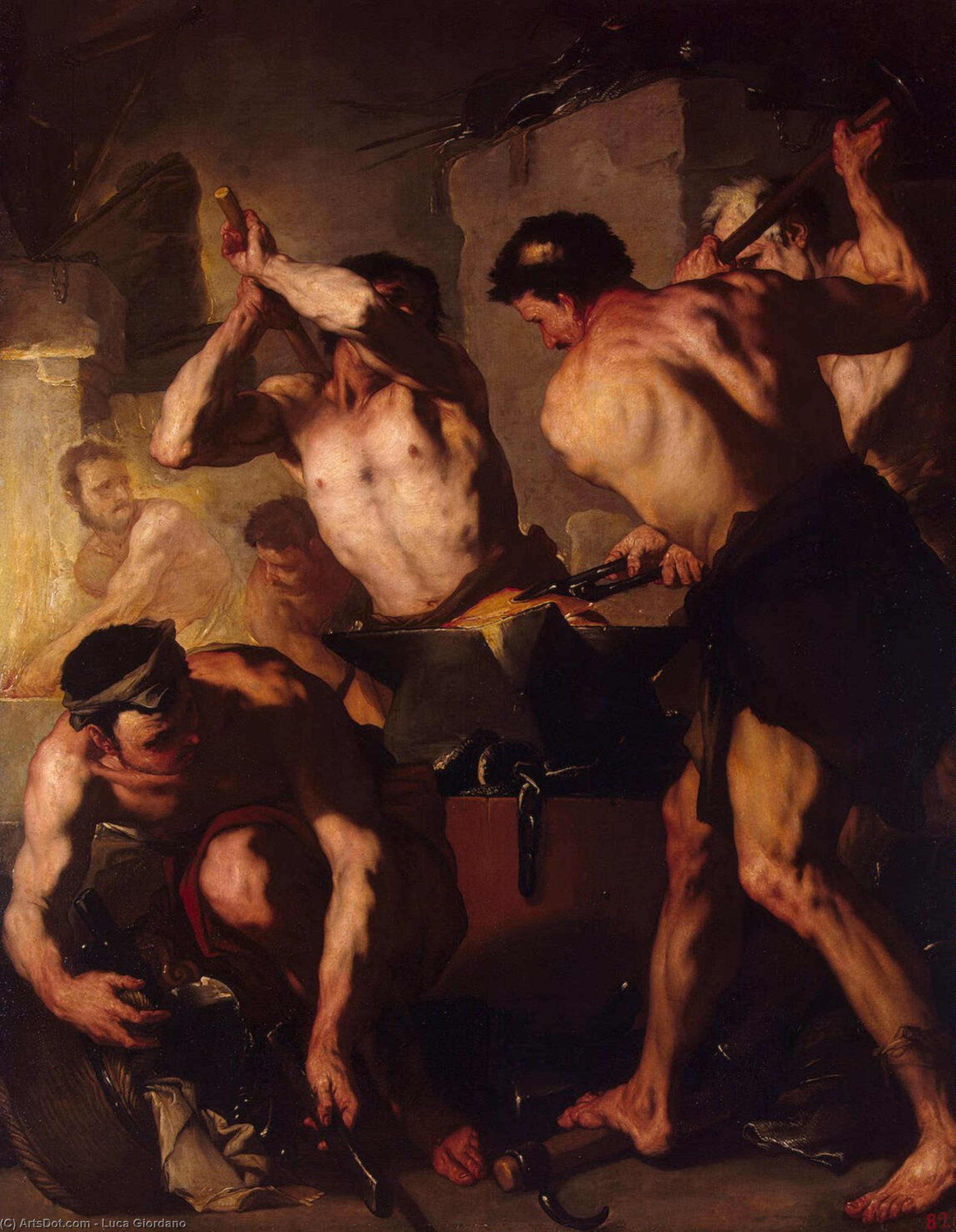 Wikioo.org - The Encyclopedia of Fine Arts - Painting, Artwork by Luca Giordano - The Forge of Vulcan