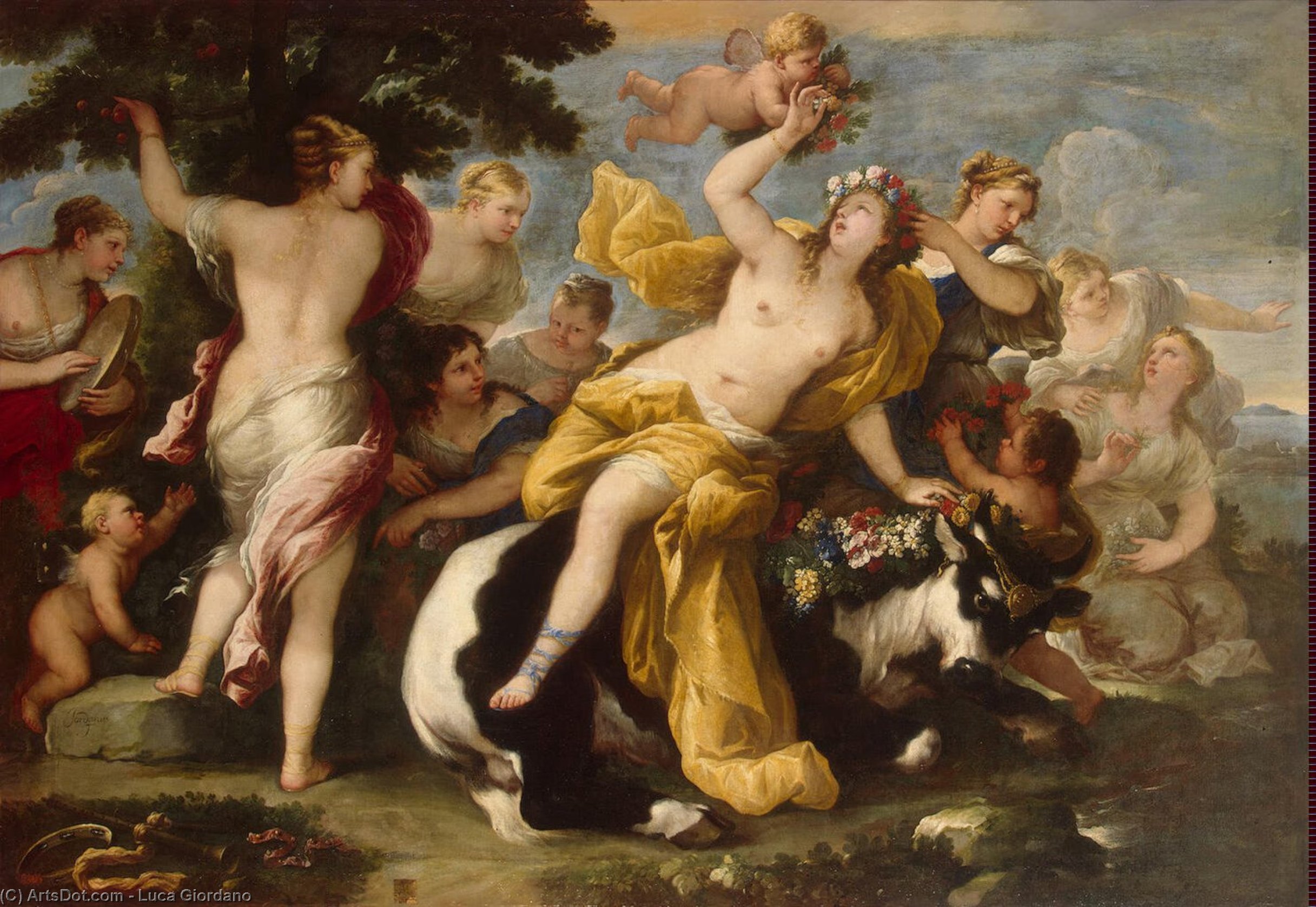 Wikioo.org - The Encyclopedia of Fine Arts - Painting, Artwork by Luca Giordano - The Rape of Europa