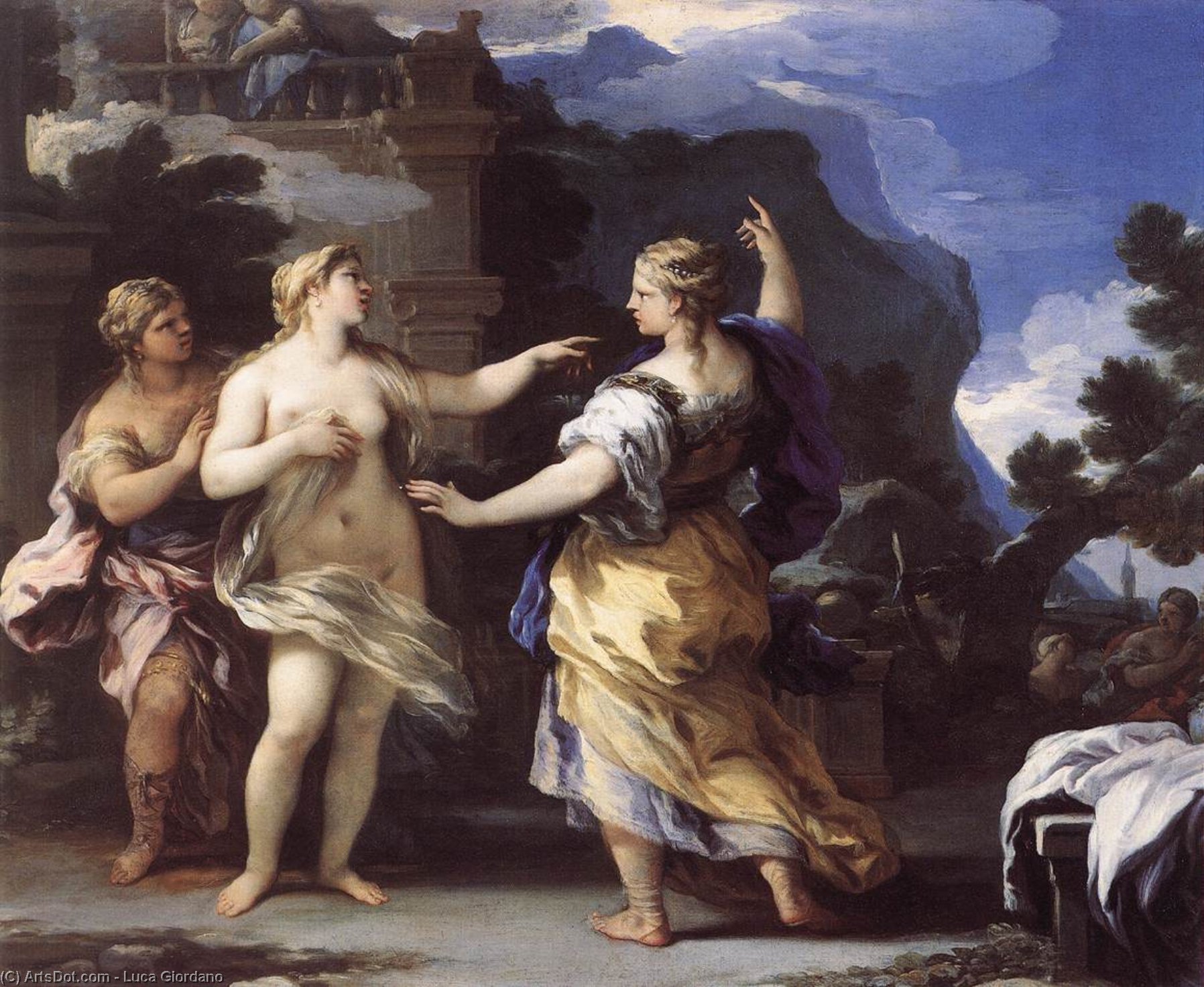 WikiOO.org - Encyclopedia of Fine Arts - Maleri, Artwork Luca Giordano - Venus Punishing Psyche with a Task (?)
