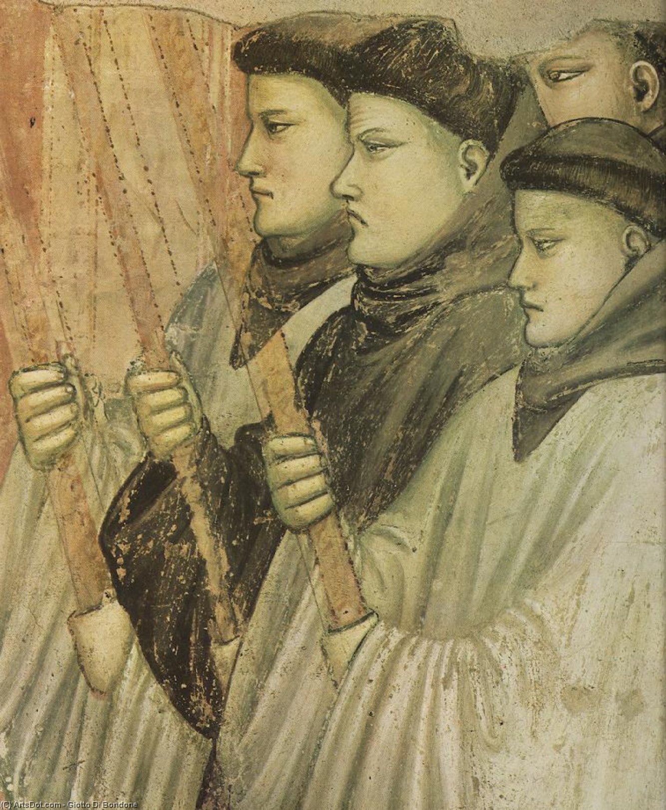 Wikioo.org – L'Encyclopédie des Beaux Arts - Peinture, Oeuvre de Giotto Di Bondone - Scènes de la la vie de saint françois : 4 . mort et l ascension du st francis ( détail ) ( 12 )