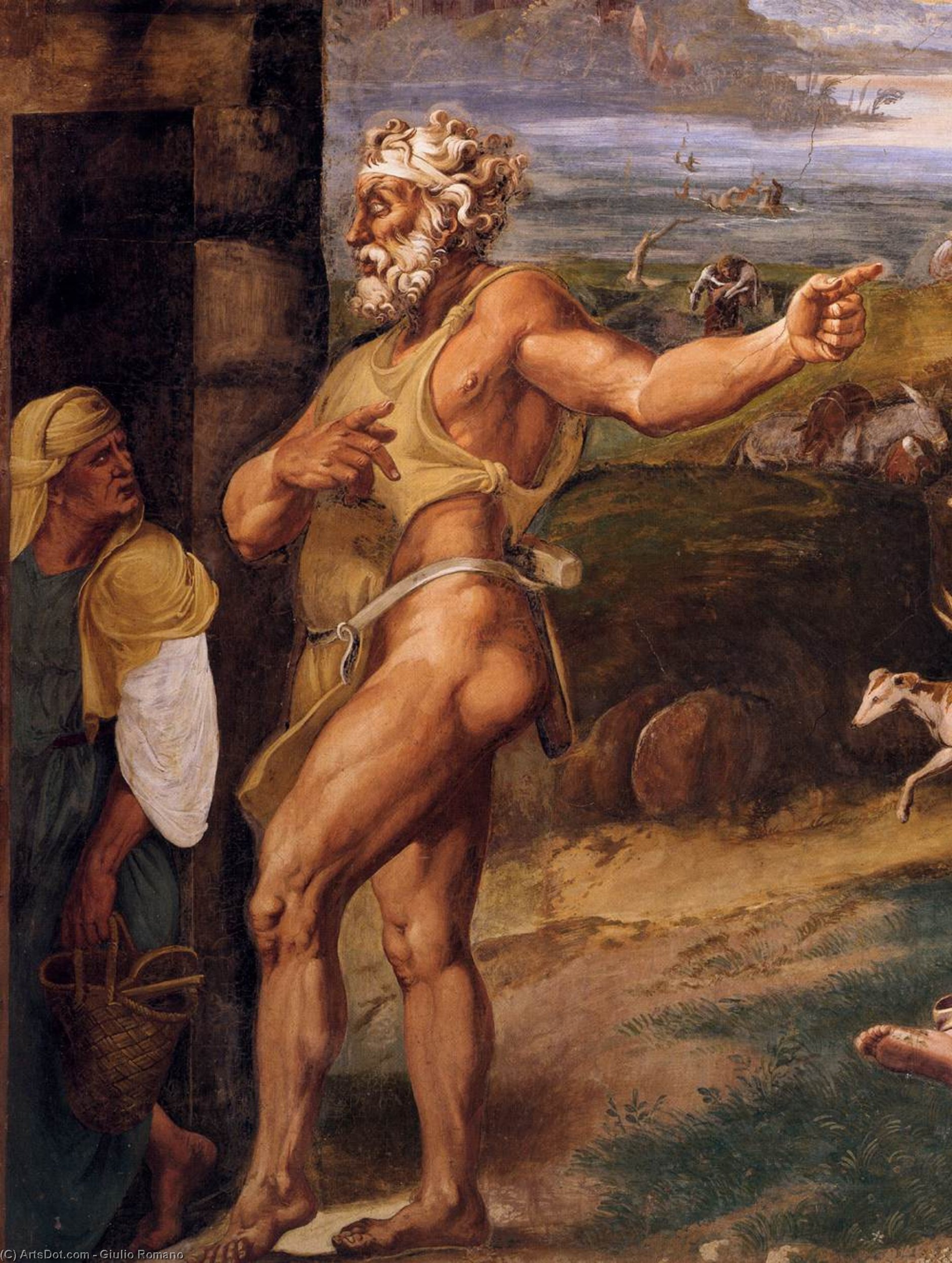 Wikioo.org – L'Enciclopedia delle Belle Arti - Pittura, Opere di Giulio Romano - il vecchio donna  e le  Vulcano