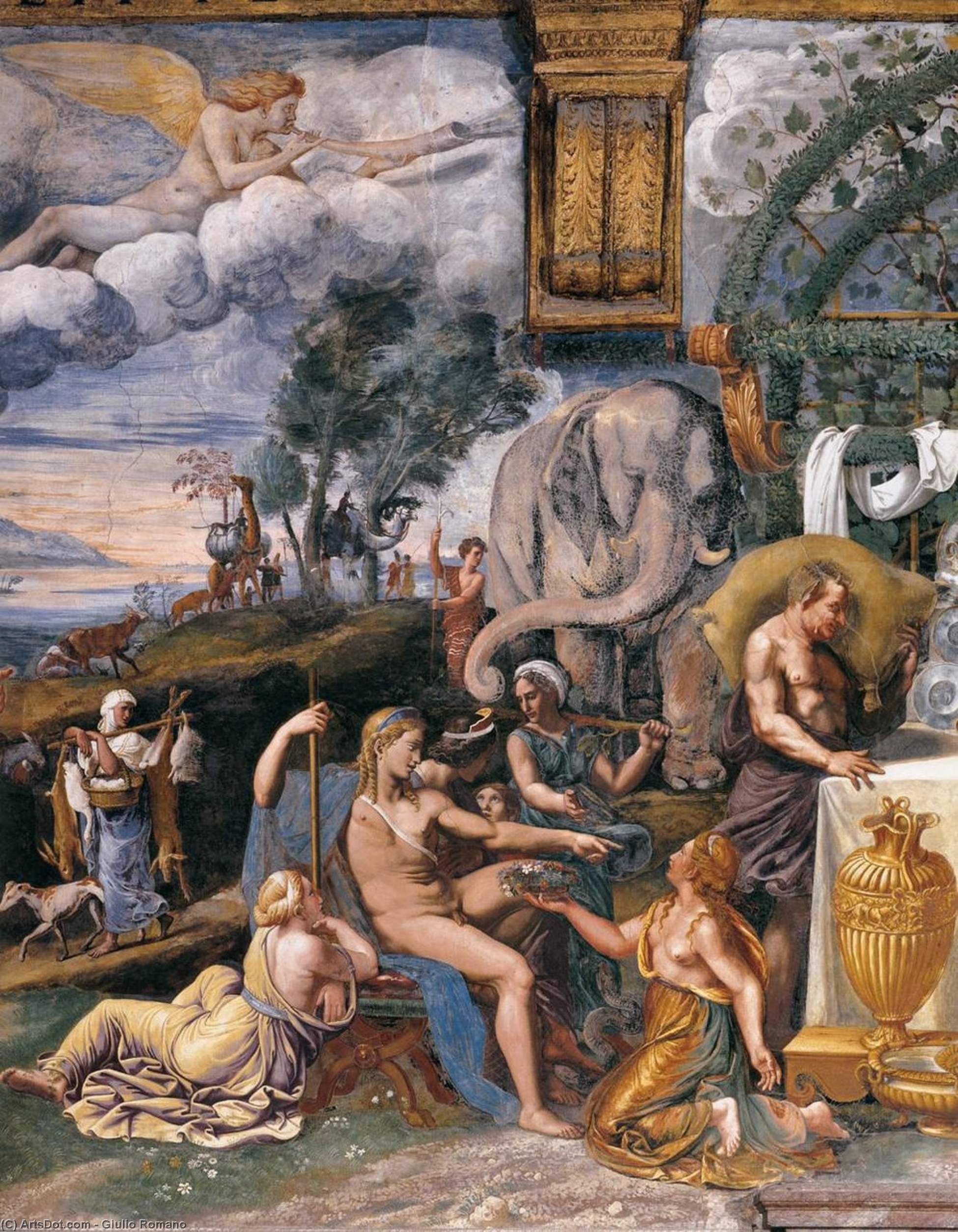 WikiOO.org - Enciklopedija dailės - Tapyba, meno kuriniai Giulio Romano - Tribute to Apollo