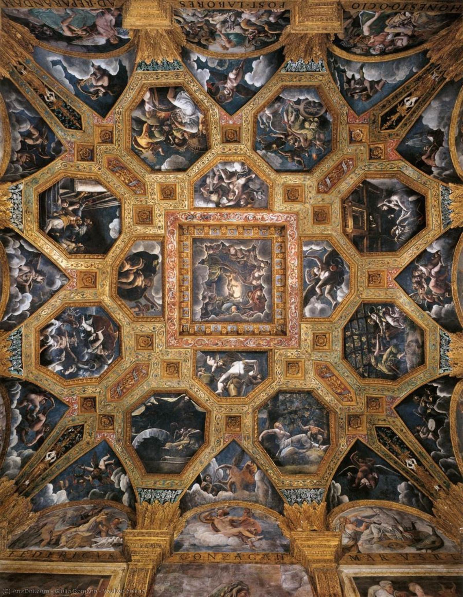 WikiOO.org - Εγκυκλοπαίδεια Καλών Τεχνών - Ζωγραφική, έργα τέχνης Giulio Romano - Vaulted ceiling