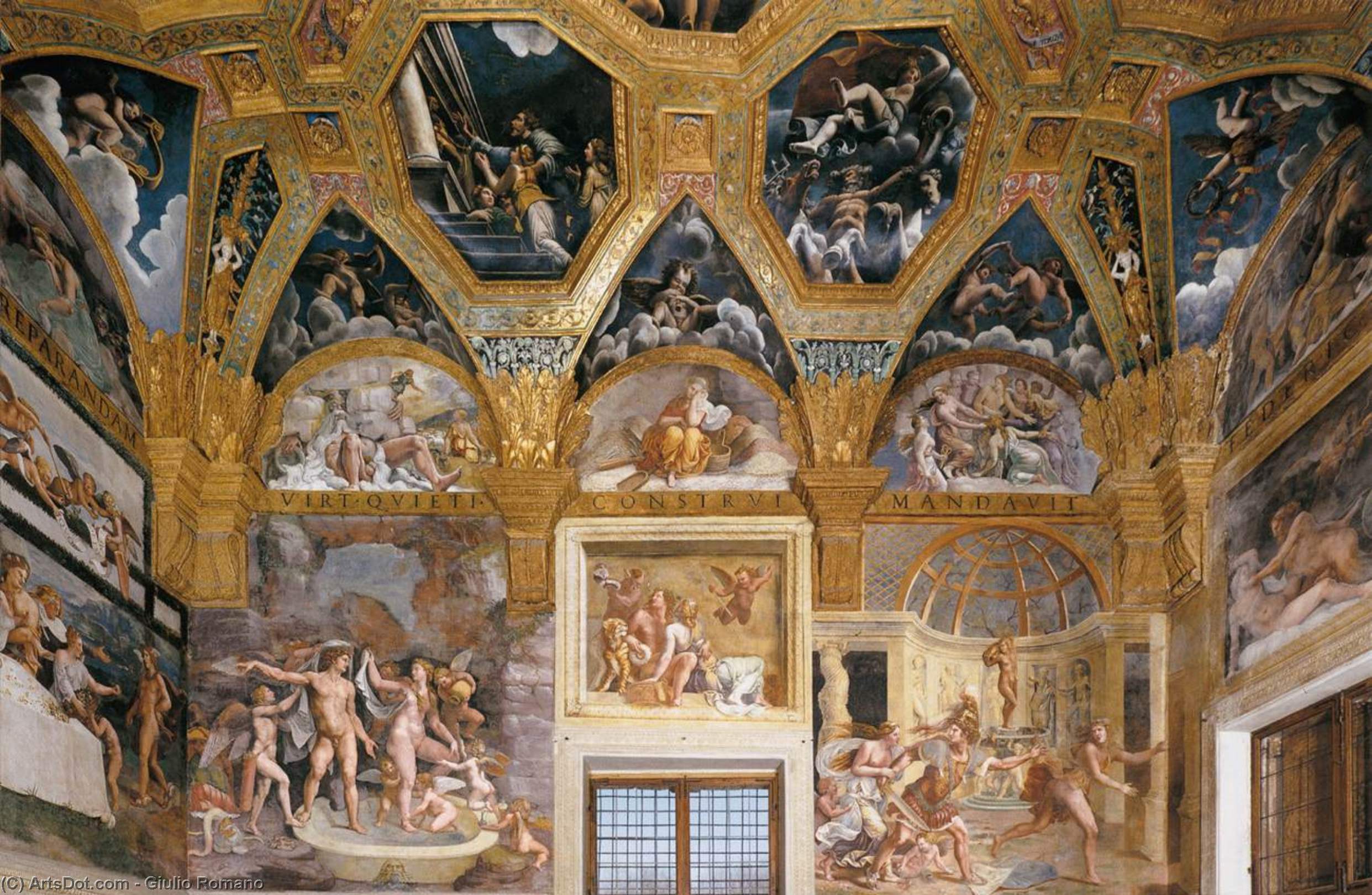 WikiOO.org - Enciclopedia of Fine Arts - Pictura, lucrări de artă Giulio Romano - View of the Sala di Psiche (west wall)