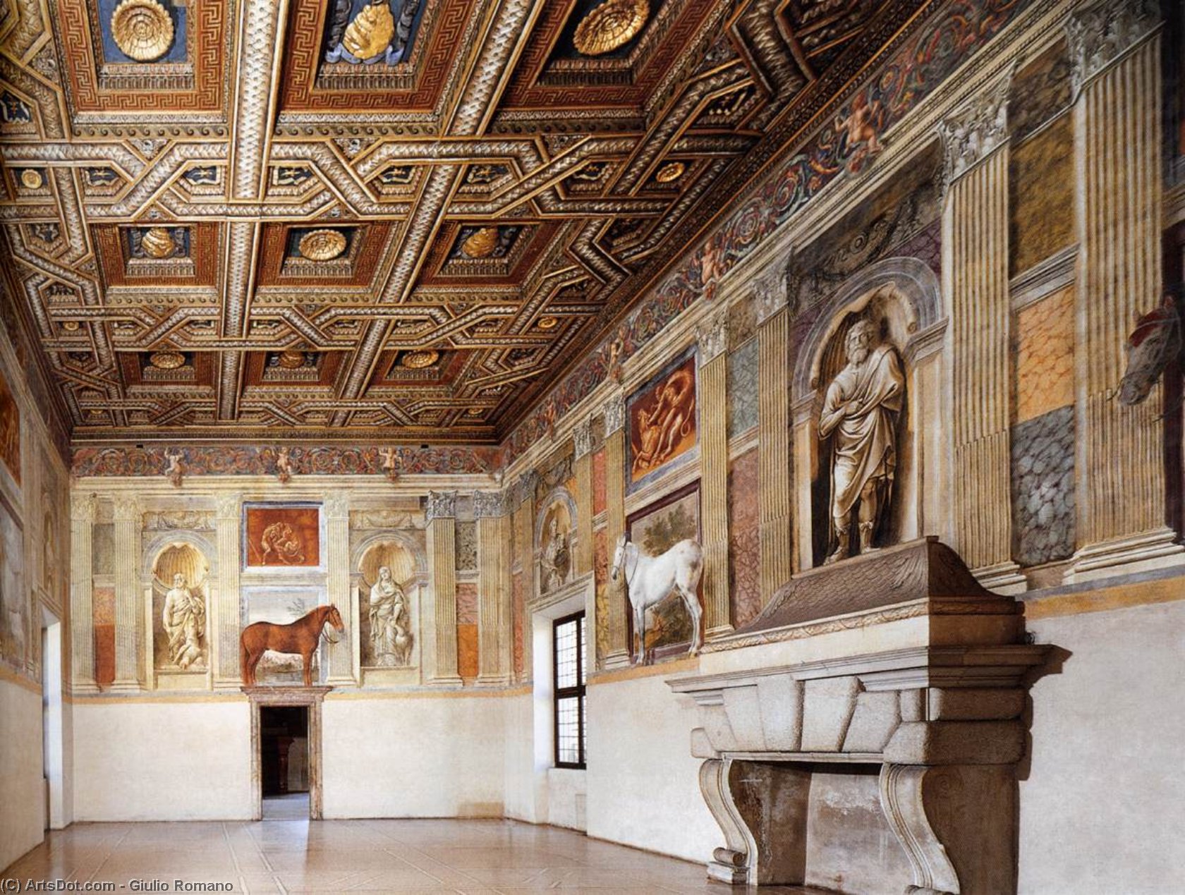 WikiOO.org - Εγκυκλοπαίδεια Καλών Τεχνών - Ζωγραφική, έργα τέχνης Giulio Romano - View of the Salone dei Cavalli