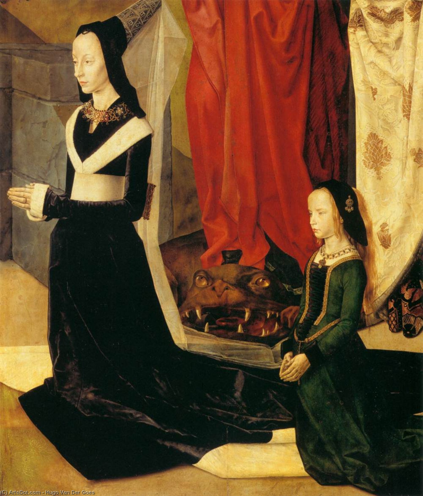 Wikioo.org - The Encyclopedia of Fine Arts - Painting, Artwork by Hugo Van Der Goes - Sts Margaret and Mary Magdalene with Maria Portinari (detail) (16)