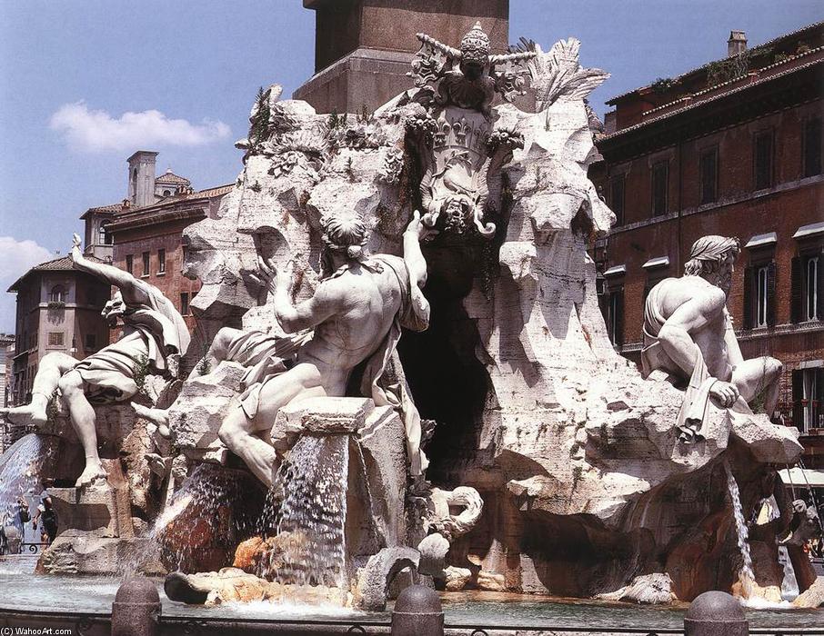 Wikioo.org – La Enciclopedia de las Bellas Artes - Pintura, Obras de arte de Gian Lorenzo Bernini - Fuente de ExtremoOriente las cuatro Ríos