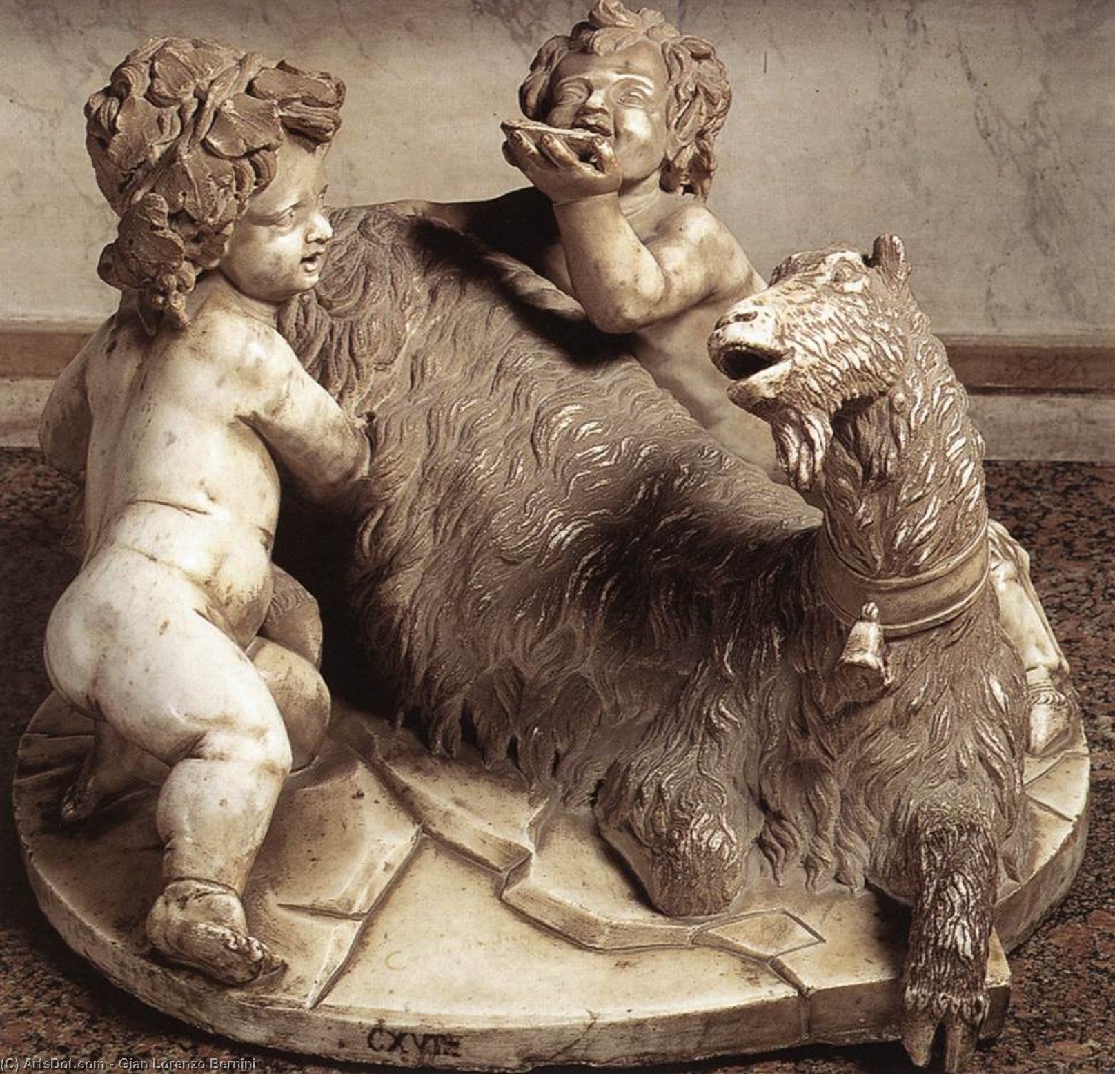Wikioo.org - Bách khoa toàn thư về mỹ thuật - Vẽ tranh, Tác phẩm nghệ thuật Gian Lorenzo Bernini - The Goat Amalthea with the Infant Jupiter and a Faun