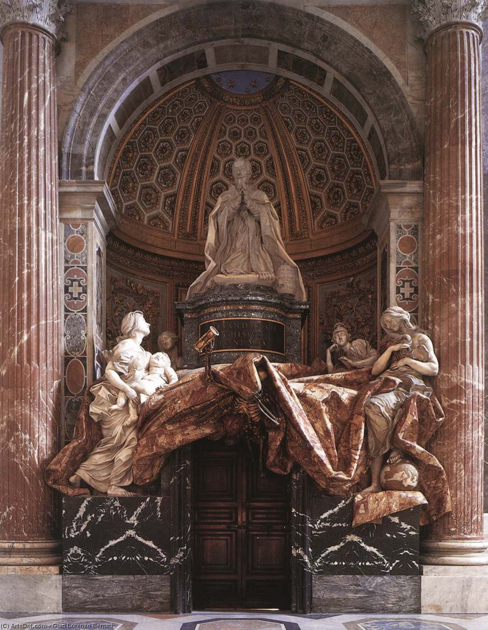 Wikioo.org - สารานุกรมวิจิตรศิลป์ - จิตรกรรม Gian Lorenzo Bernini - Tomb of Pope Alexander (Chigi) VII