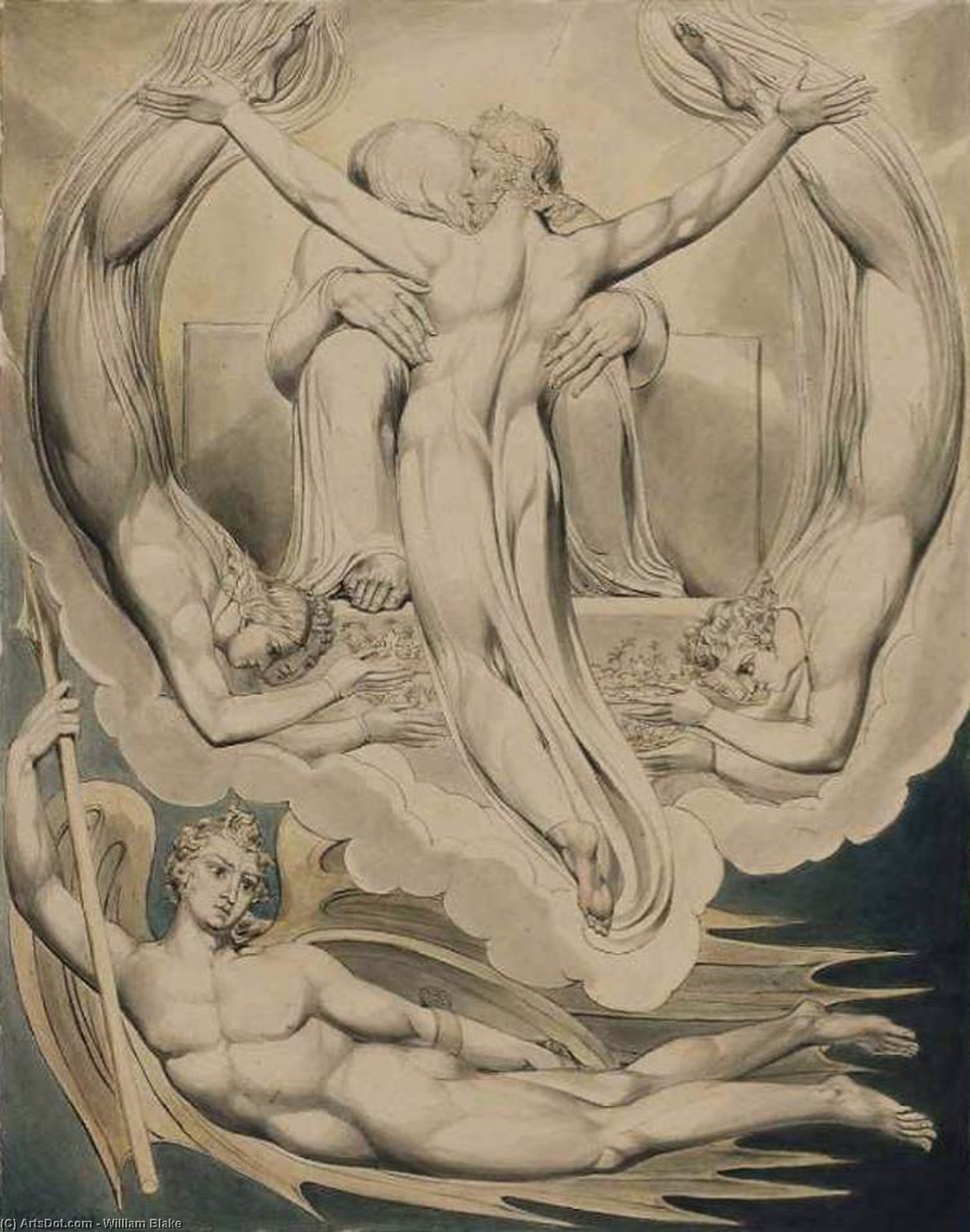 Wikioo.org – La Enciclopedia de las Bellas Artes - Pintura, Obras de arte de William Blake - Cristo como  el  Redentor  todaclasede  El hombre