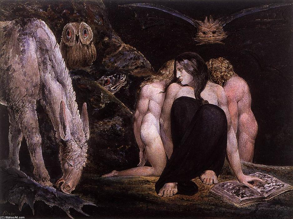 Wikioo.org – L'Enciclopedia delle Belle Arti - Pittura, Opere di William Blake - Ecate Oppure  Antartico  tre  fati