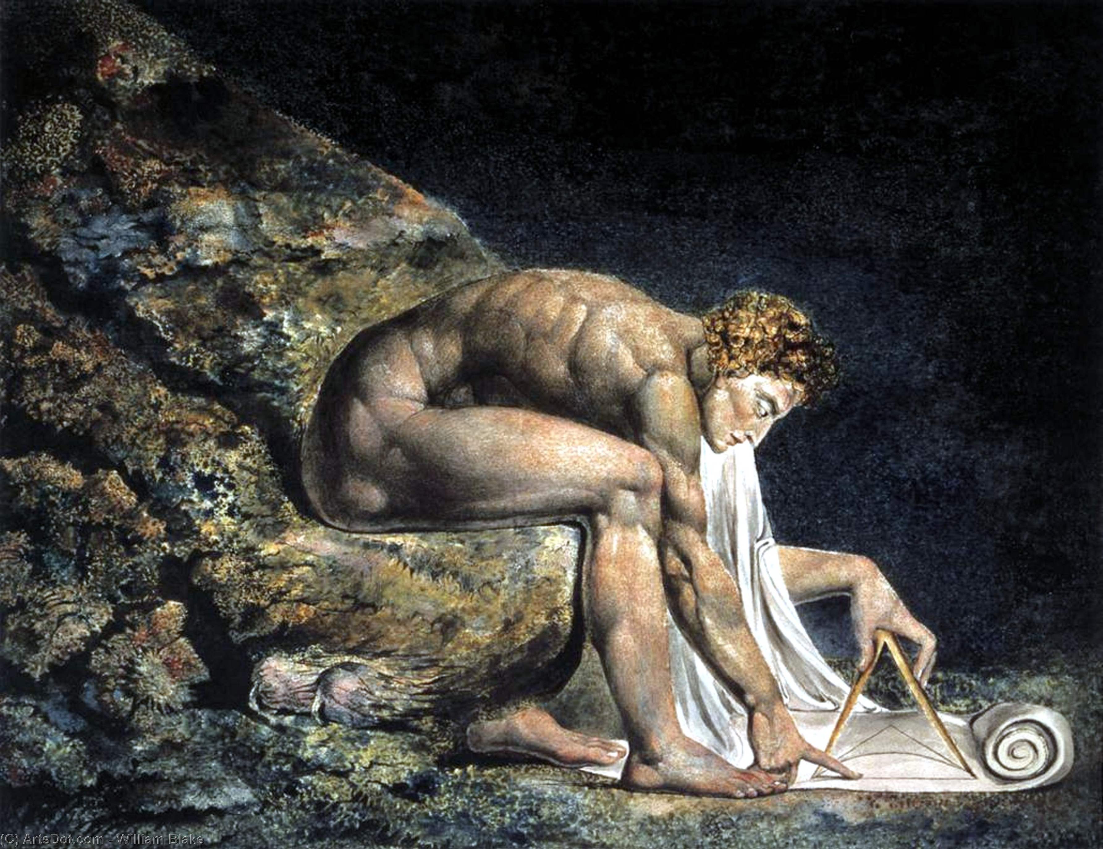 WikiOO.org - Encyclopedia of Fine Arts - Maleri, Artwork William Blake - Isaac Newton