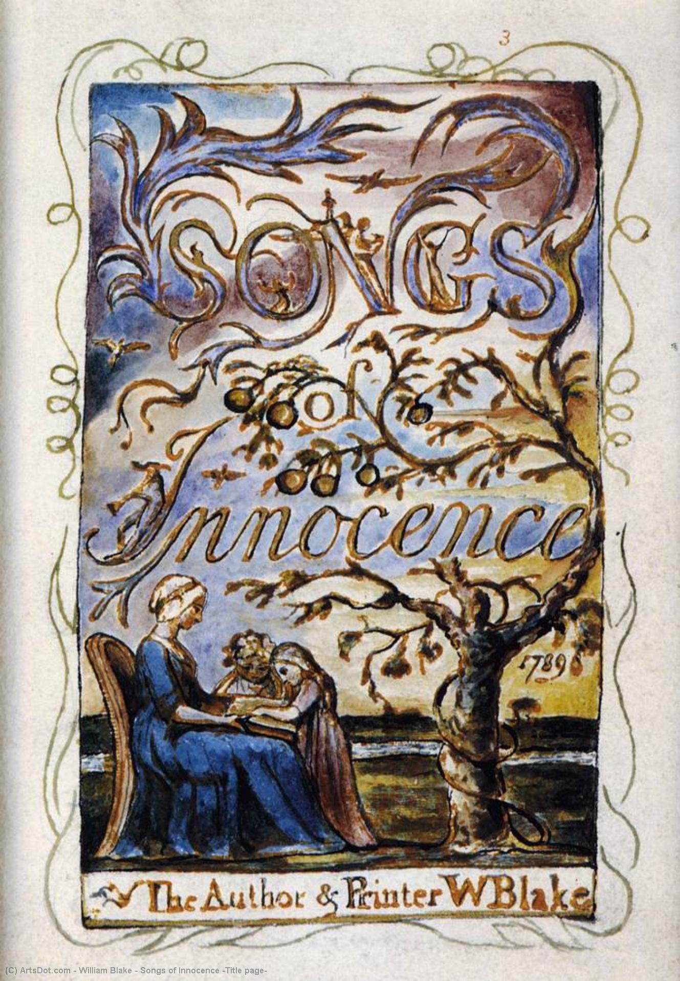 Wikoo.org - موسوعة الفنون الجميلة - اللوحة، العمل الفني William Blake - Songs of Innocence (Title page)