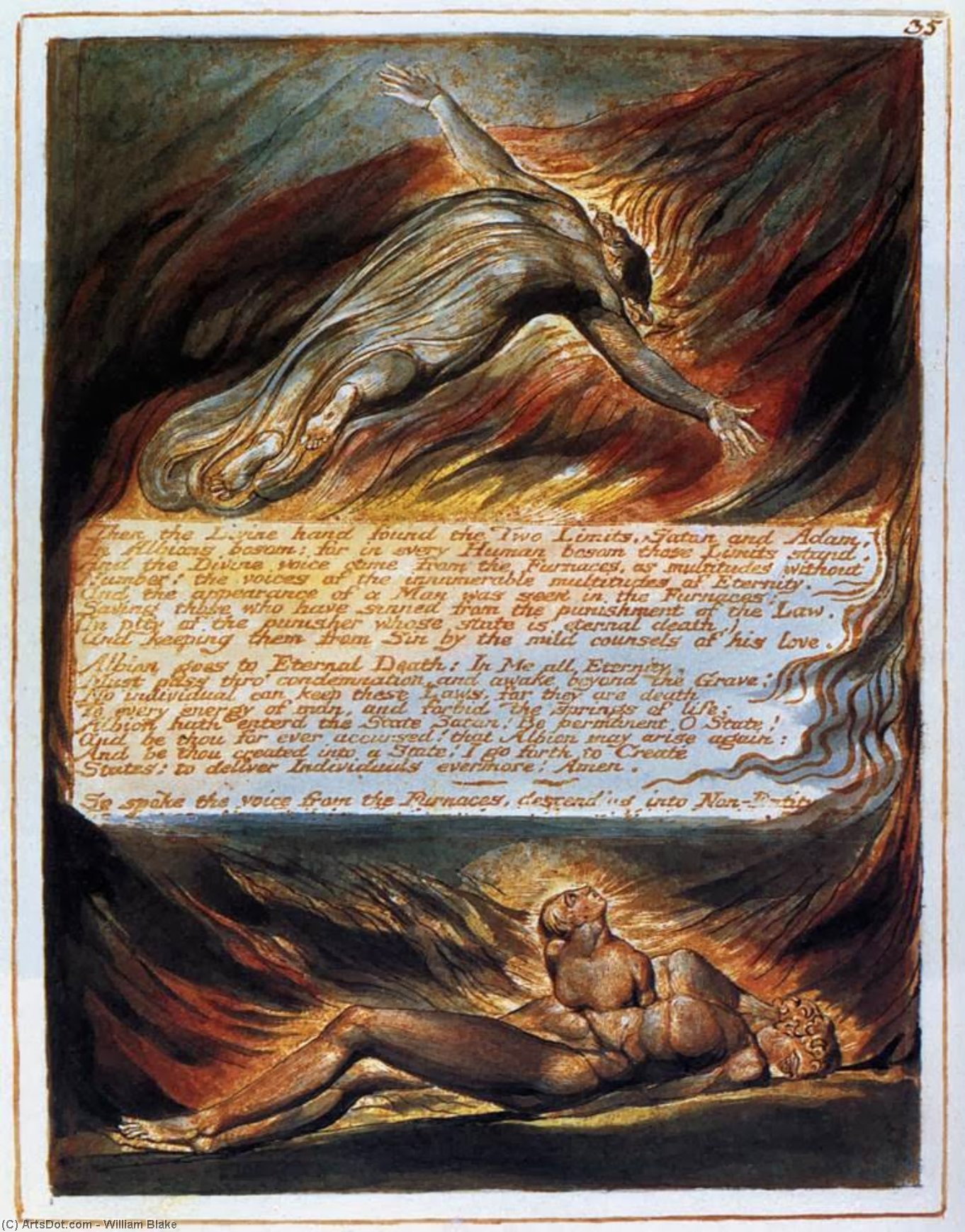 WikiOO.org - 百科事典 - 絵画、アートワーク William Blake - ザー 下降  の  キリスト