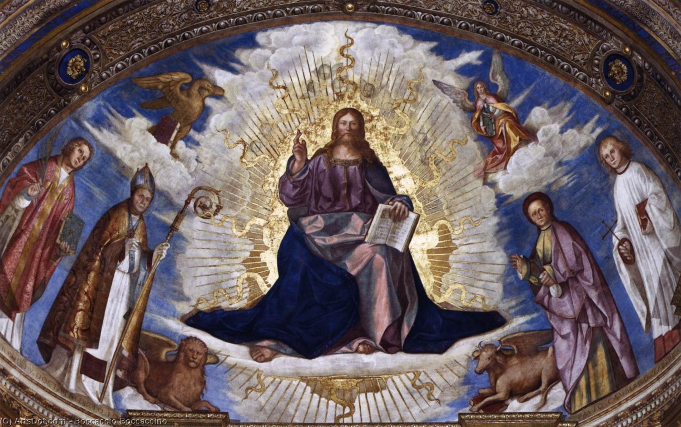 Wikioo.org - The Encyclopedia of Fine Arts - Painting, Artwork by Boccaccio Boccaccino - Christ in Majesty with the Patron Saints of Cremona