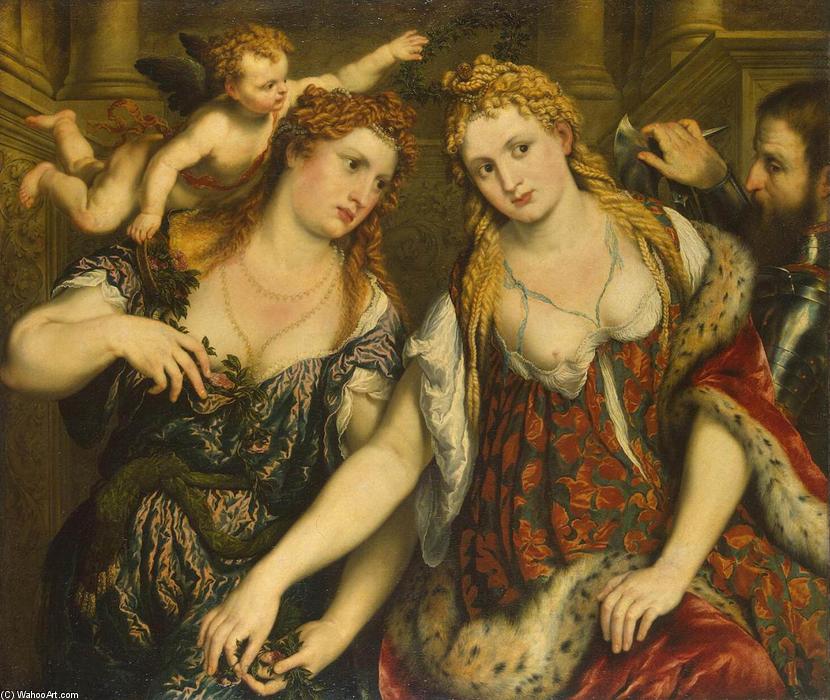 Wikioo.org – La Enciclopedia de las Bellas Artes - Pintura, Obras de arte de Paris Bordone - Alegoría ( Venus , Flora , Mars y cupido )