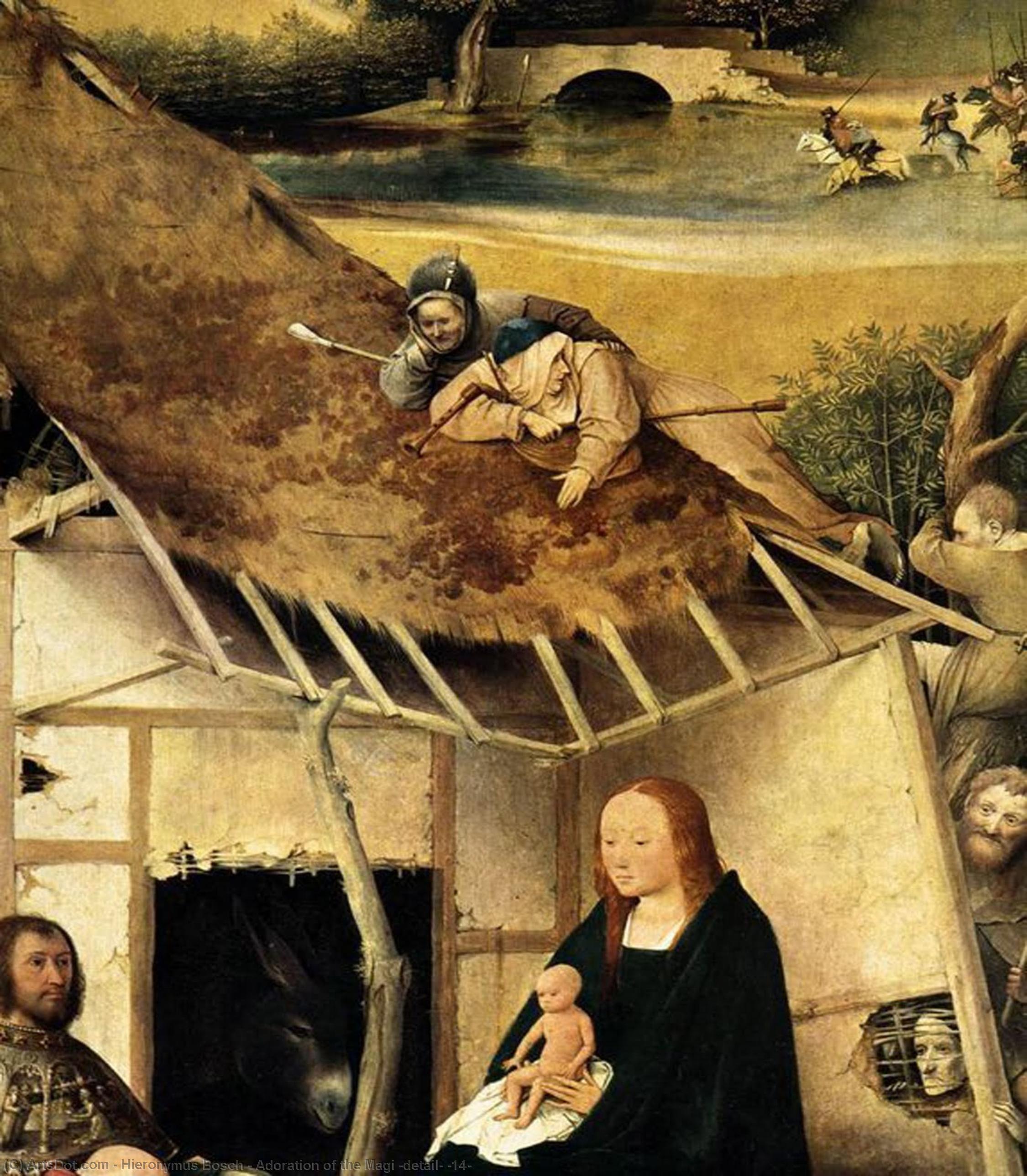 Wikioo.org – La Enciclopedia de las Bellas Artes - Pintura, Obras de arte de Hieronymus Bosch - la Adoración de los Magos Detalle  14