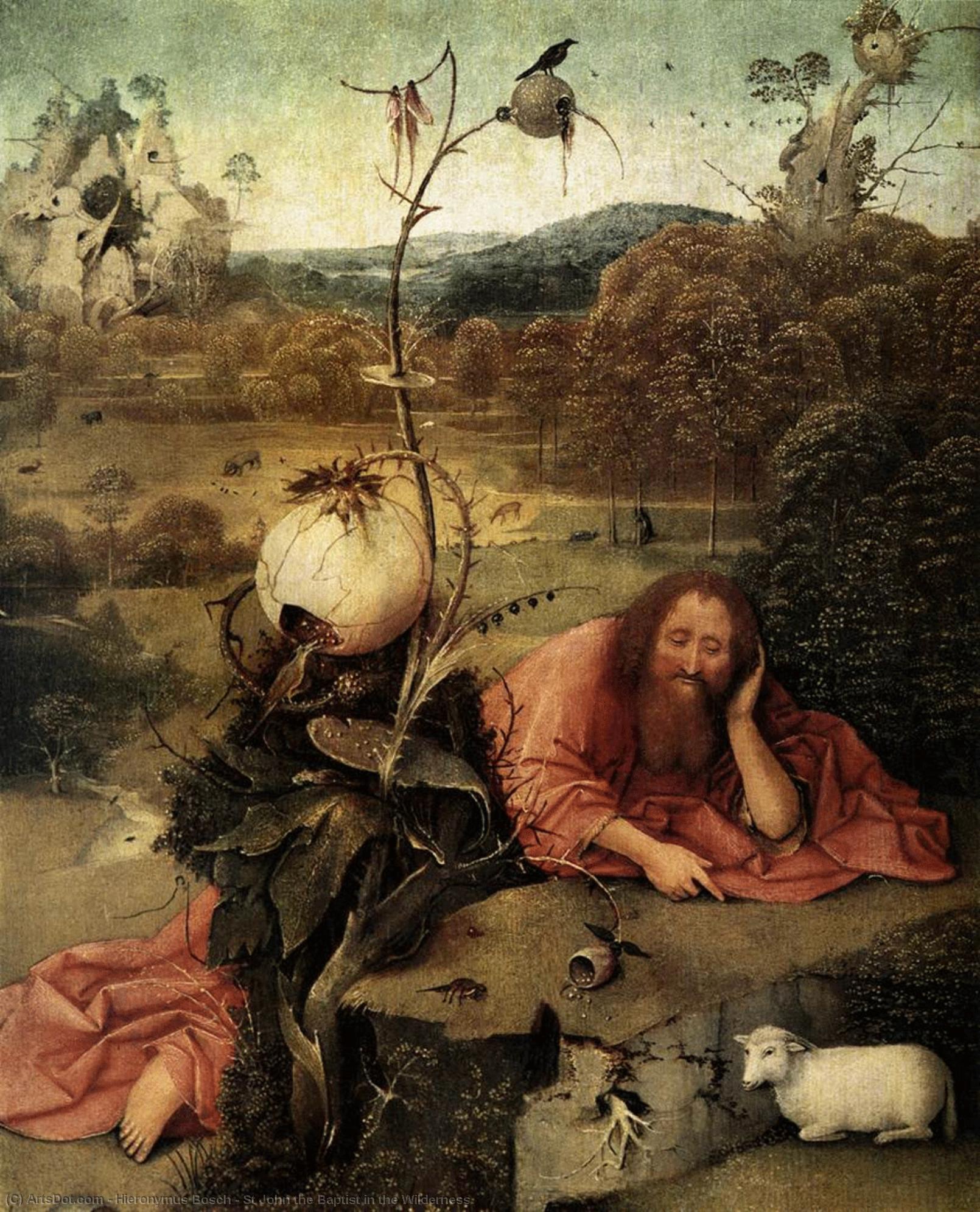 Wikioo.org – La Enciclopedia de las Bellas Artes - Pintura, Obras de arte de Hieronymus Bosch - san Juan el Bautista cómo  el  yermo