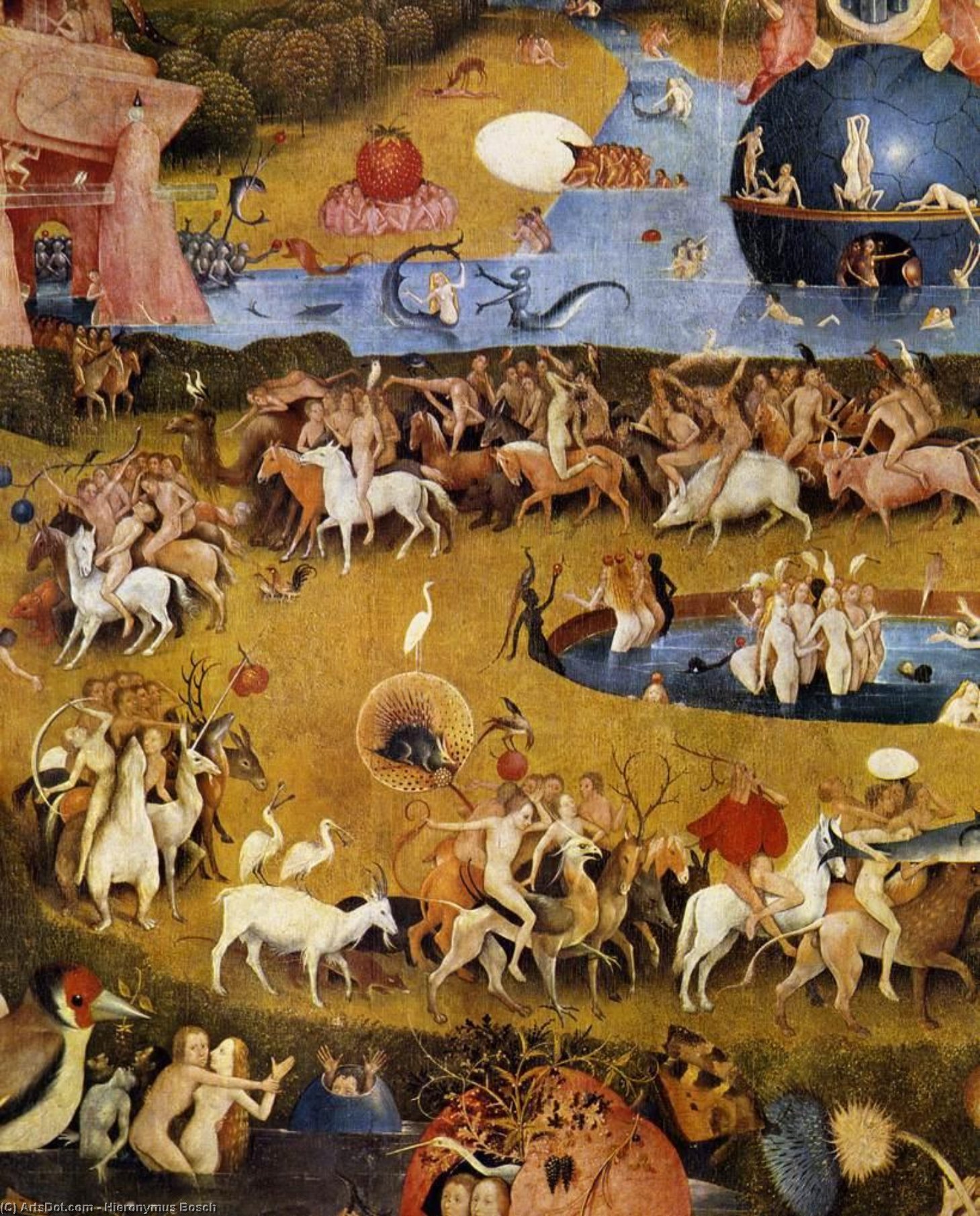 Wikioo.org – L'Enciclopedia delle Belle Arti - Pittura, Opere di Hieronymus Bosch - trittico di giardino  di  Terrestre  Delizie  particolare  47